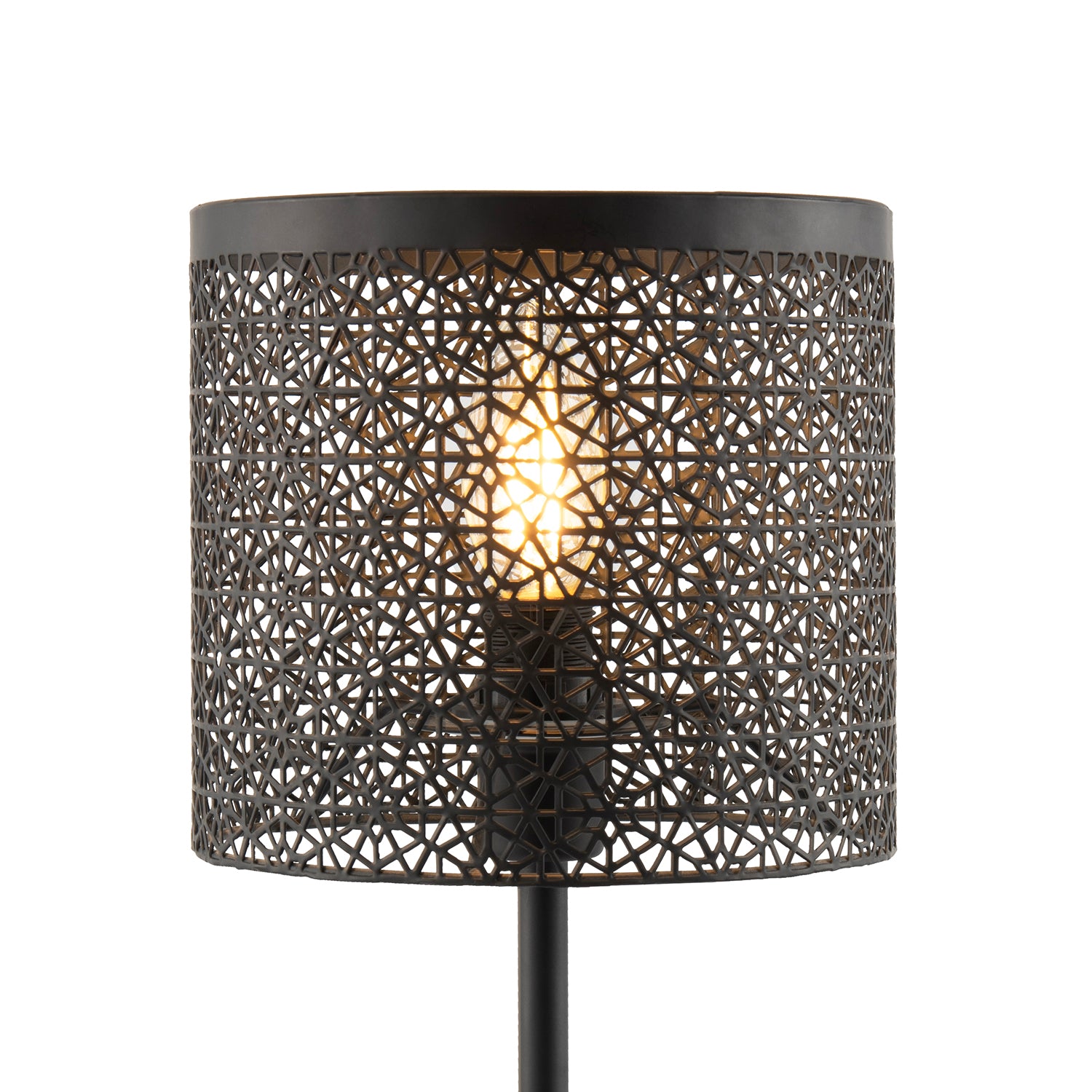 Classic Chic Moroccan Themed Matte Black Table Lamp with Inline Switch Image 3