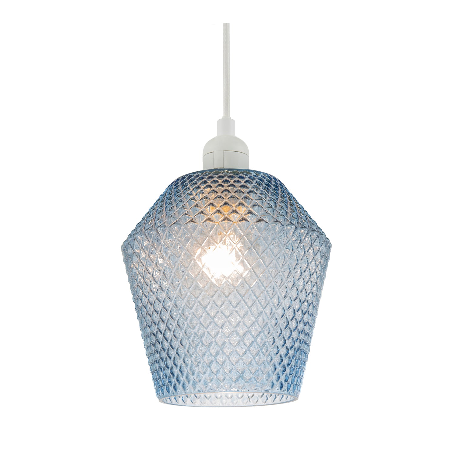 Modern and Compact Diamond Design Midnight Blue Glass Pendant Shade Image 2