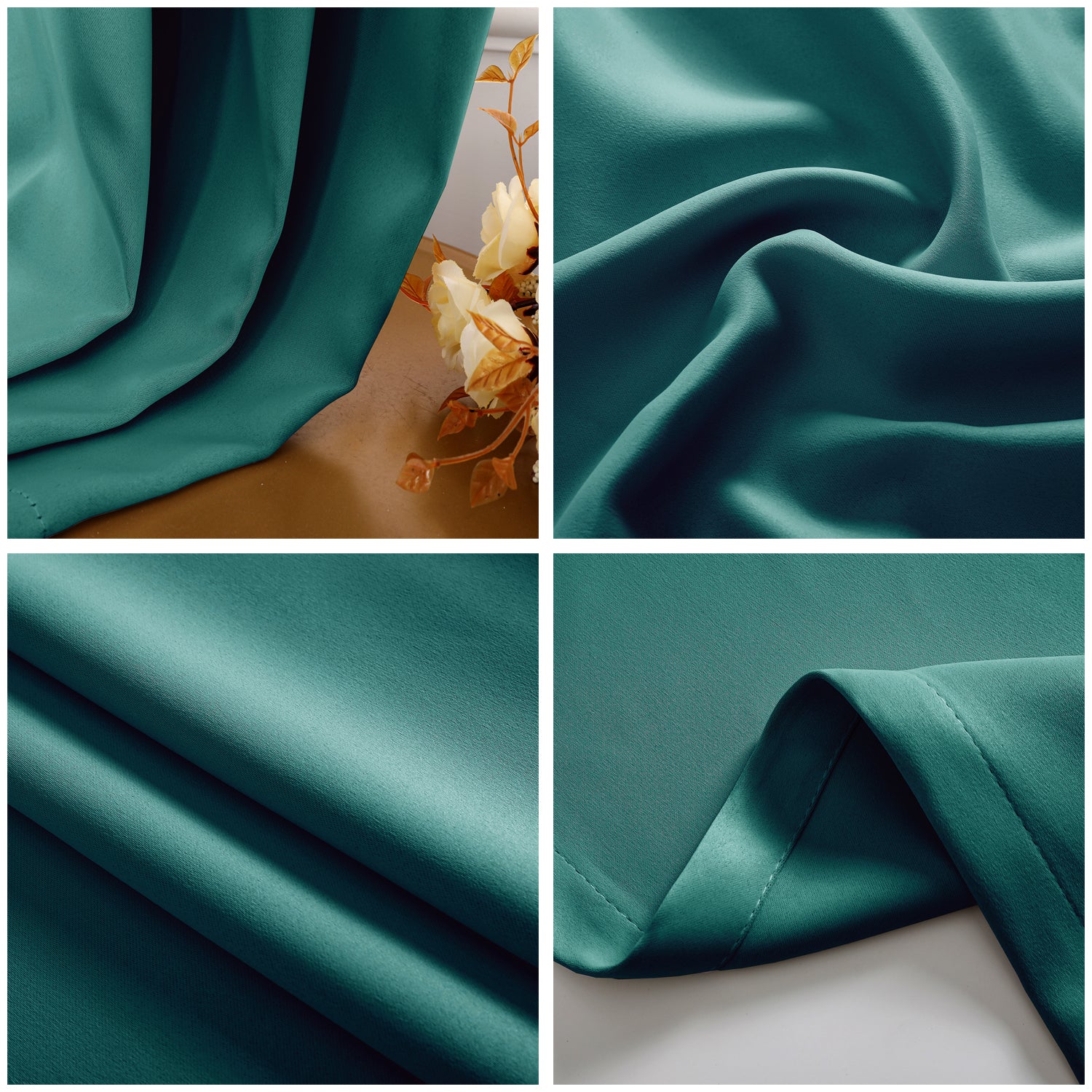 Teal Blackout Curtains - Eyelet Thermal Curtain - 46 x 63 Inch Drop - 2 Panel Image 2
