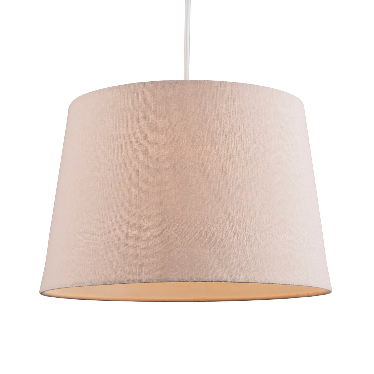 Contemporary Light Taupe Linen Fabric Drum Lampshade with Cotton Inner Image 2
