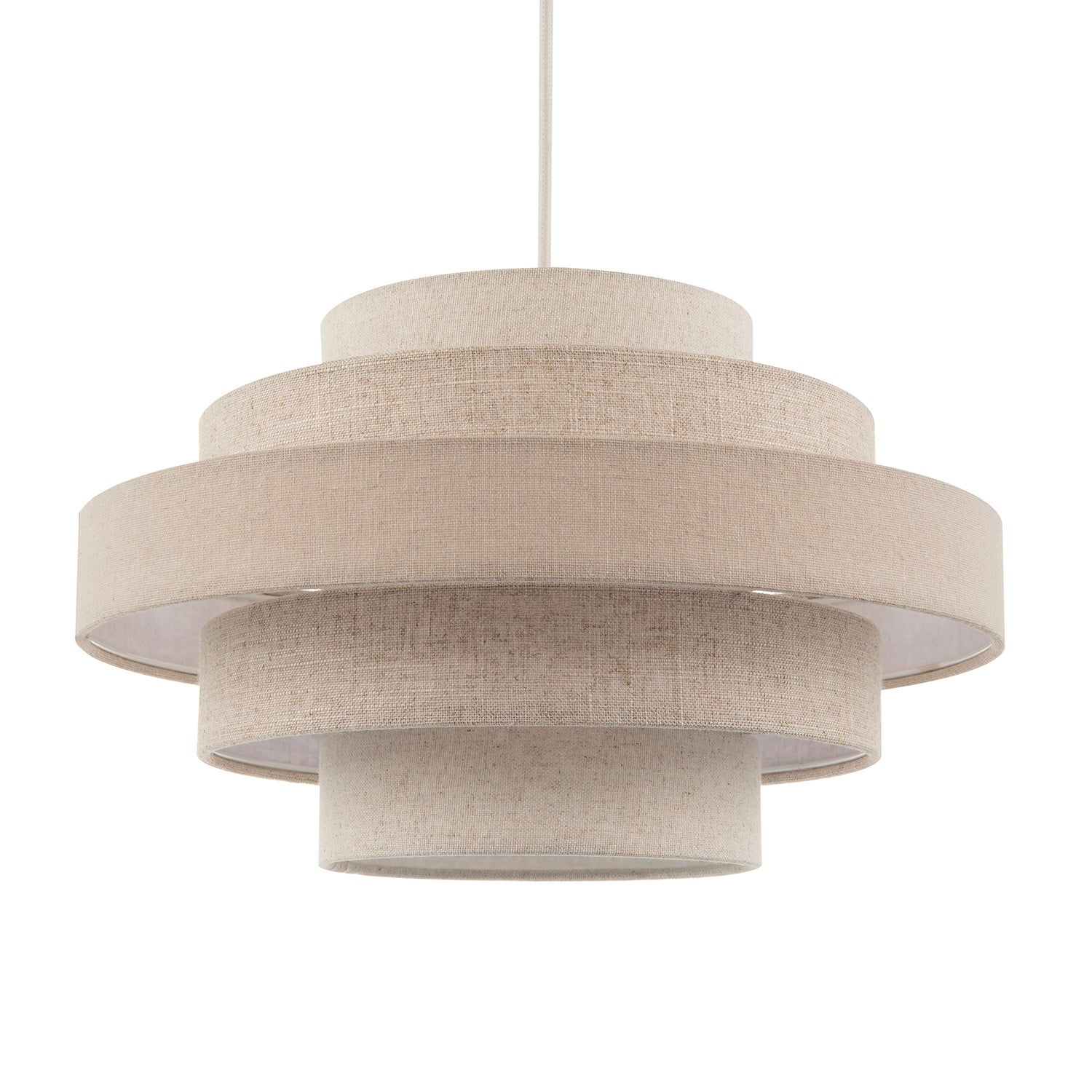 Five Tier Pendant Lighting Shade with Natural Oatmeal and Beige Linen Image 2