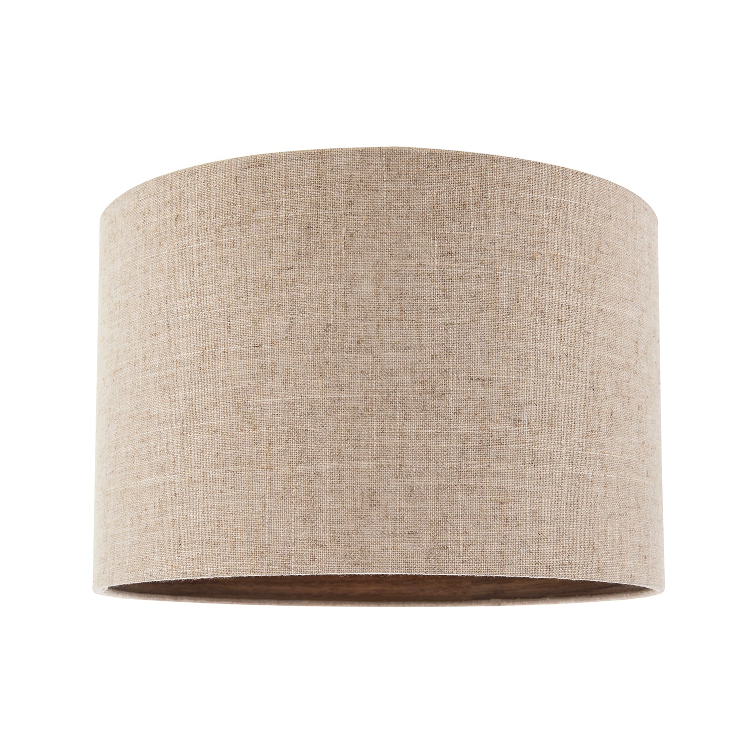 Vintage Natural Linen Lamp Shade in Oatmeal with Wood Effect Inner Image 1