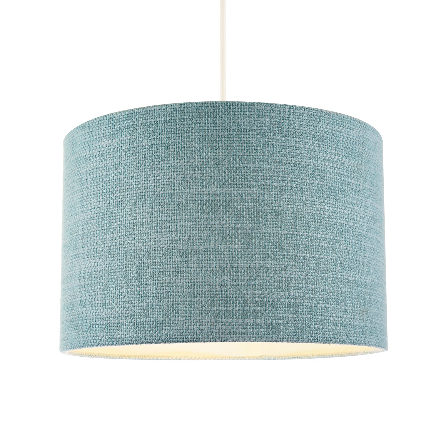 Designer Bobbled and Textured Linen Lamp Shade in Light Duck Egg Blue Image 2