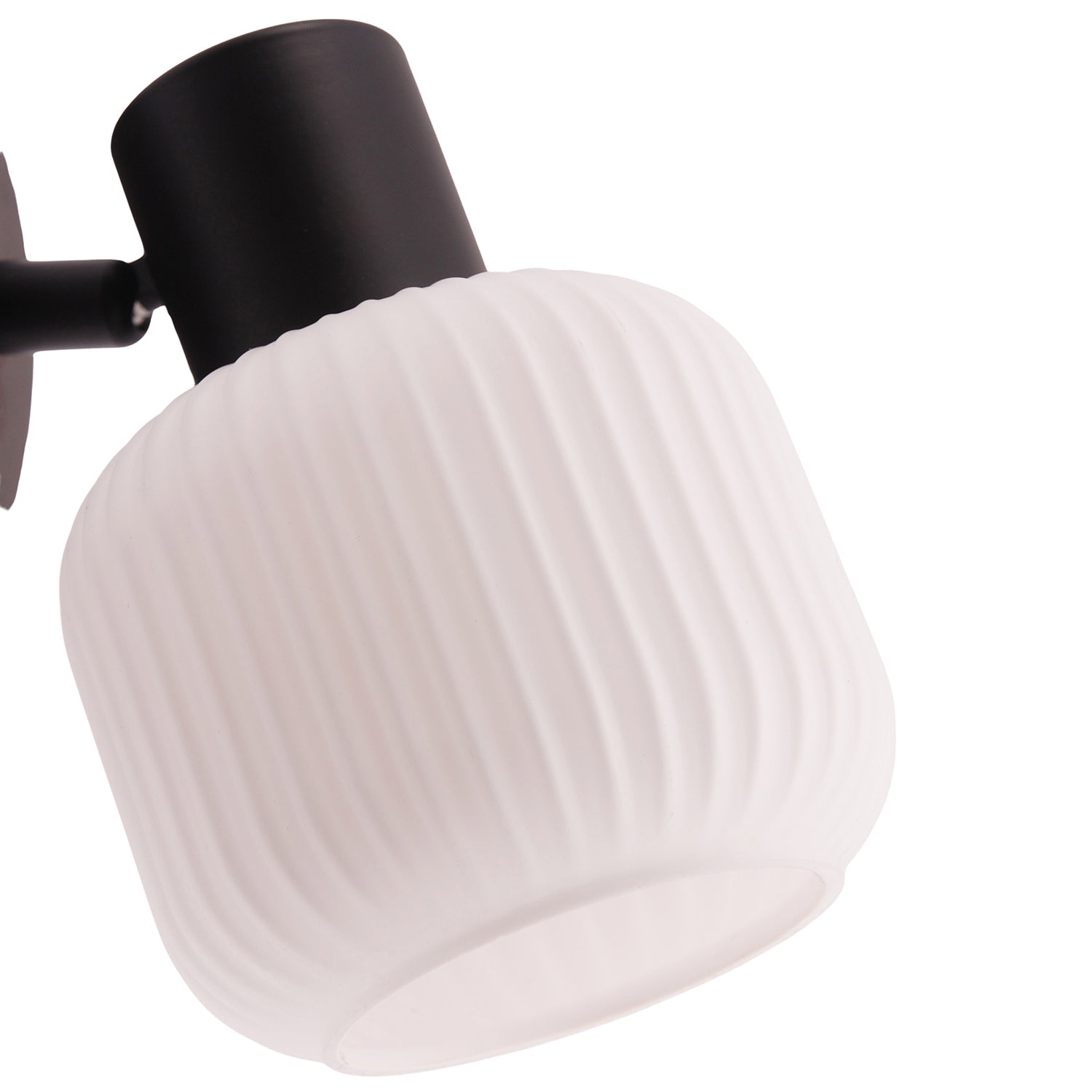 Modern Designer Matte Black Adjustable Wall Light with White Ribbed Glass Shade Image 5