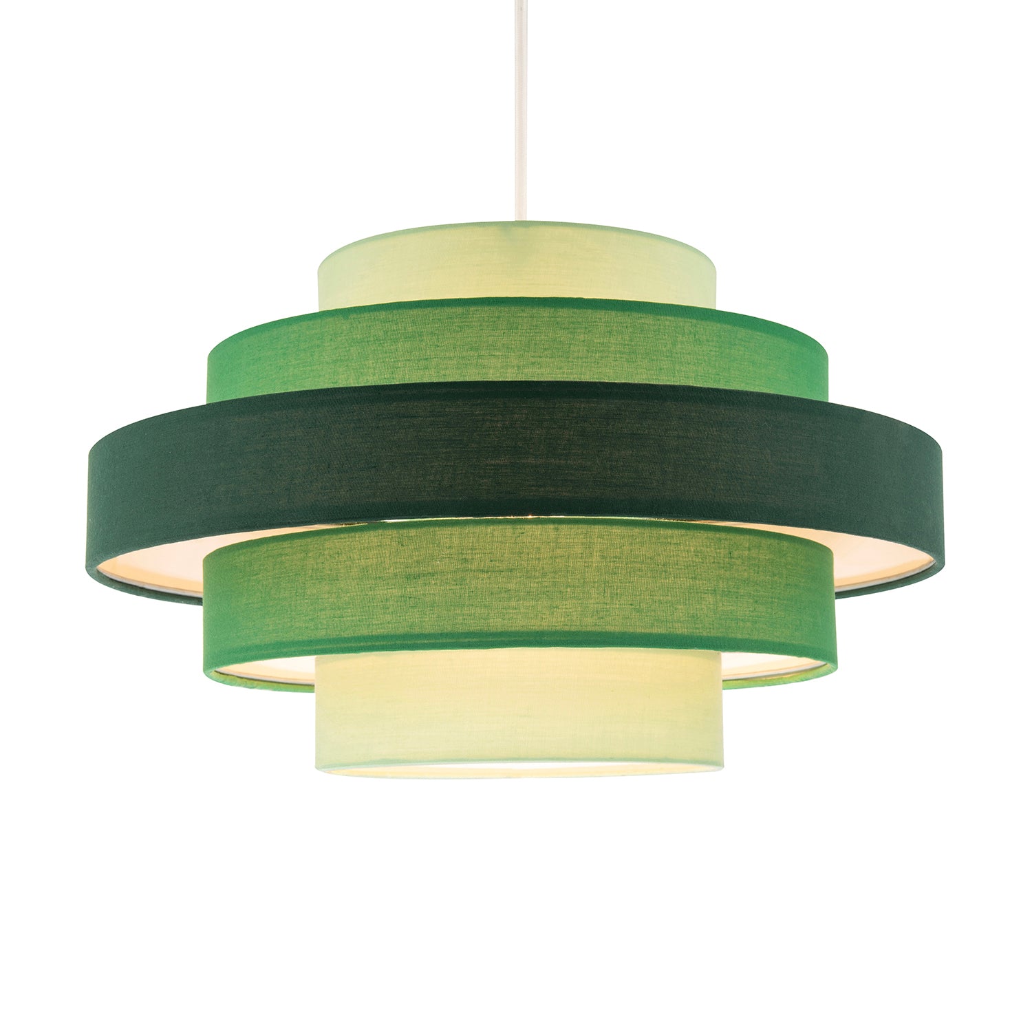 Five Tier Pendant Lighting Shade with Various Green Cotton Rings Image 2