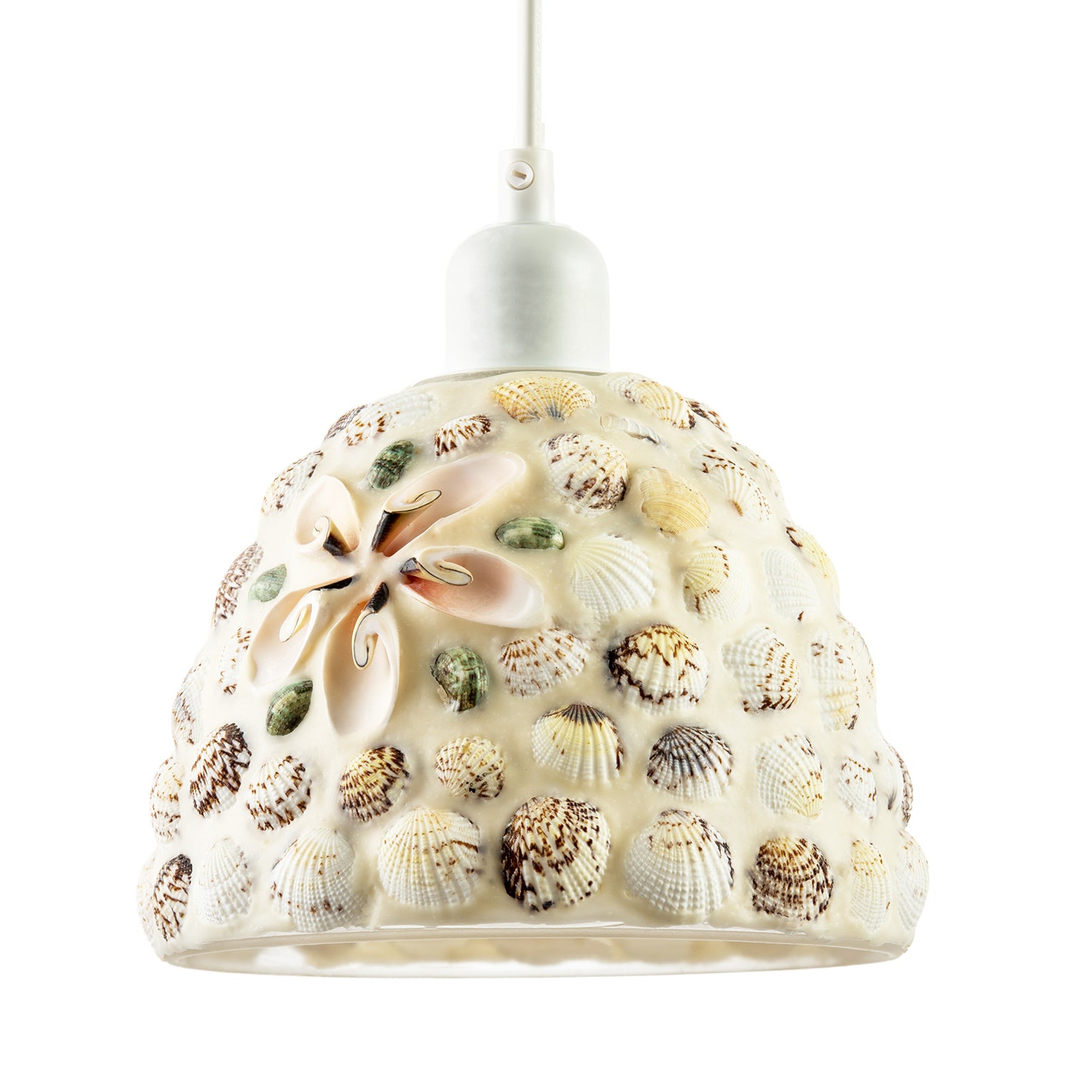 Pendant Lighting Shade with Handcrafted Shell Coastal Inspired Design Image 1