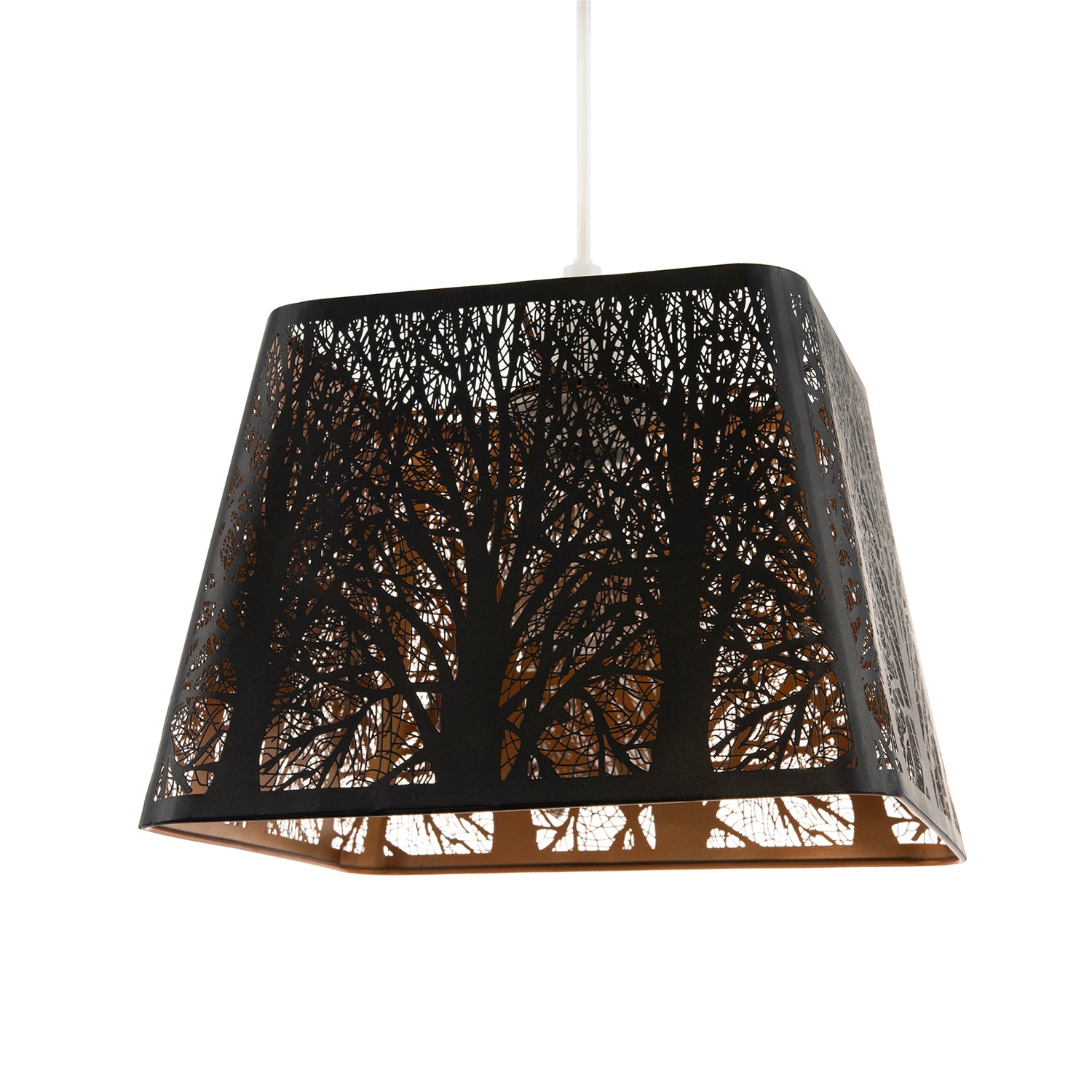 Matte Black Tree Forest Pendant Lighting Shade with Satin Gold Inner Image 2