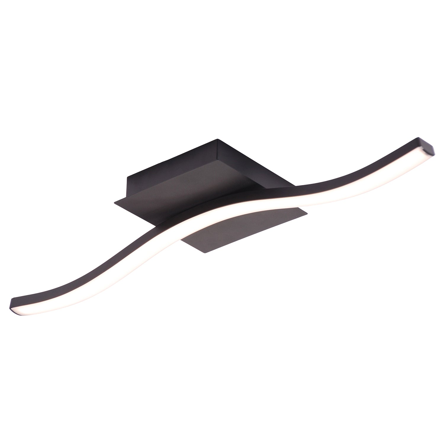 Contemporary Designer Single Wavy Strip LED Ceiling Light Fitting in Matte Black Image 2