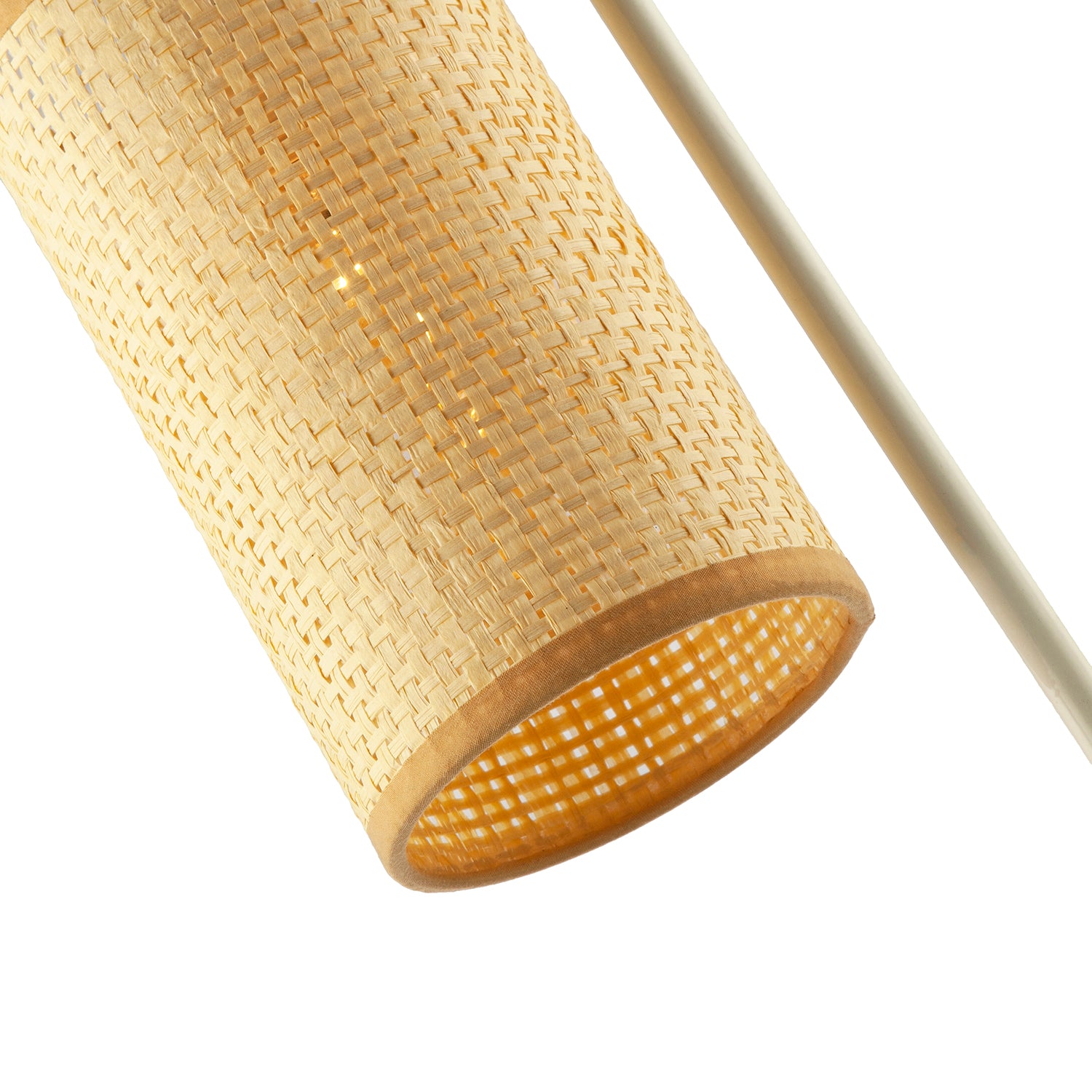 Vintage Classic White Gloss Table Lamp with Tubular Woven Rattan Shade Image 4