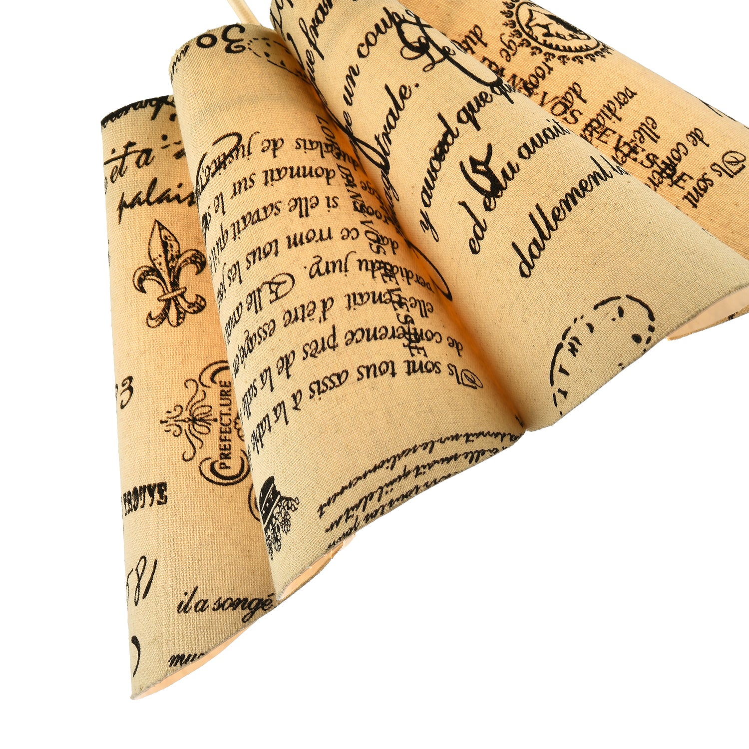 Vintage France Theme Linen Pendant Shade with Black Scroll Wording Image 3