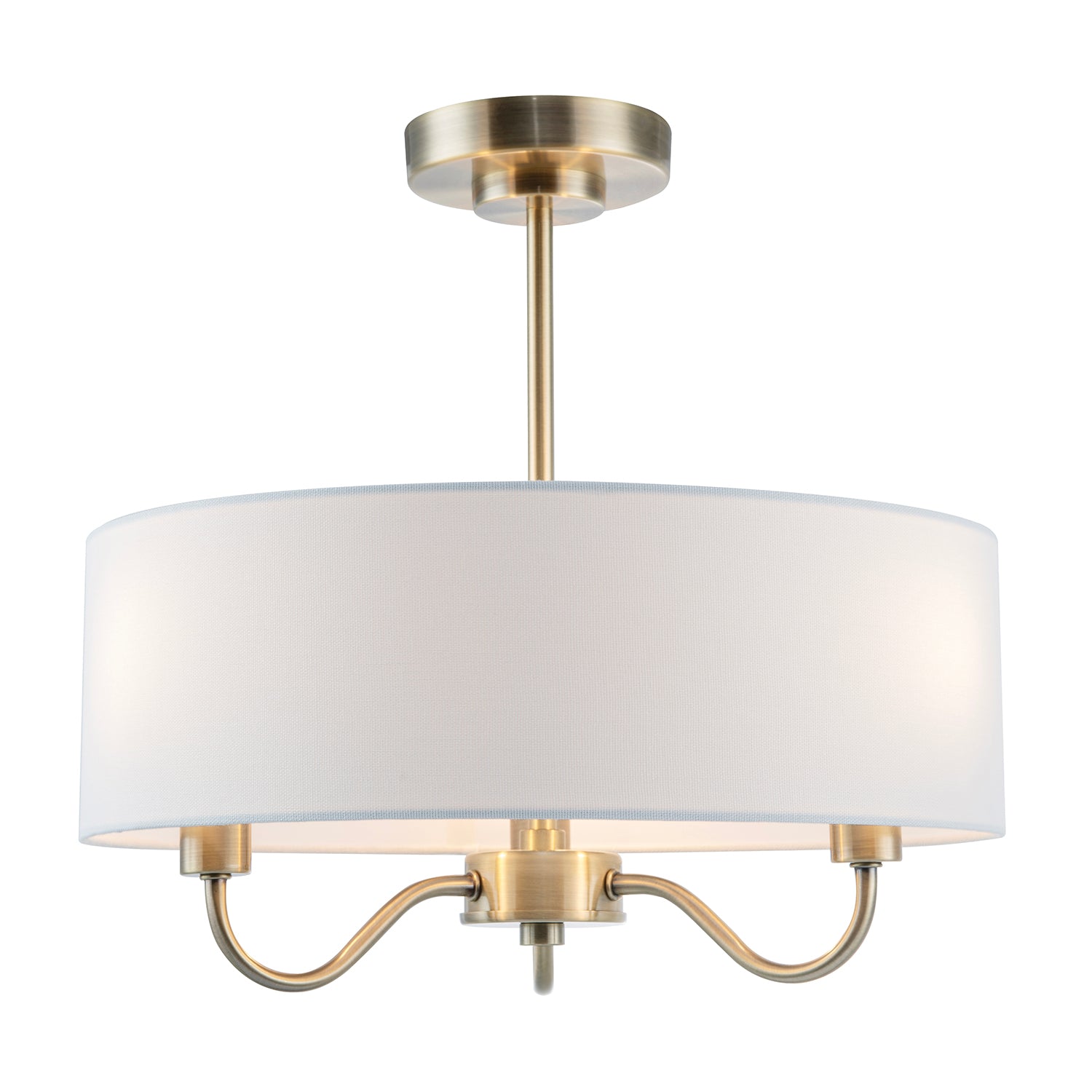 Chic Chandelier Semi Flush Ceiling Light in Antique Brass with Shade Image 2