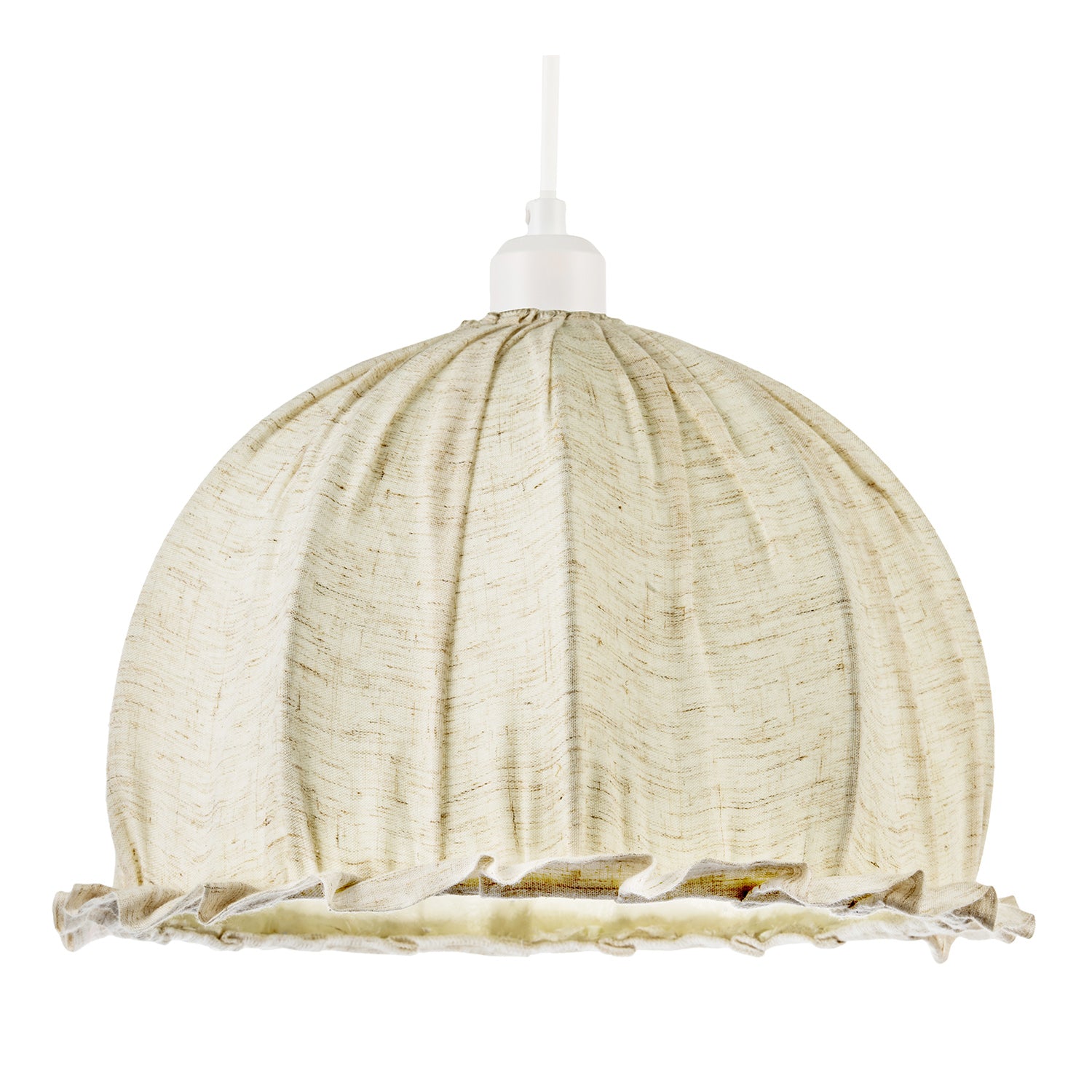 Linen Fabric Covered Ruffled Dome Shaped Ceiling Pendant Light Shade Image 1