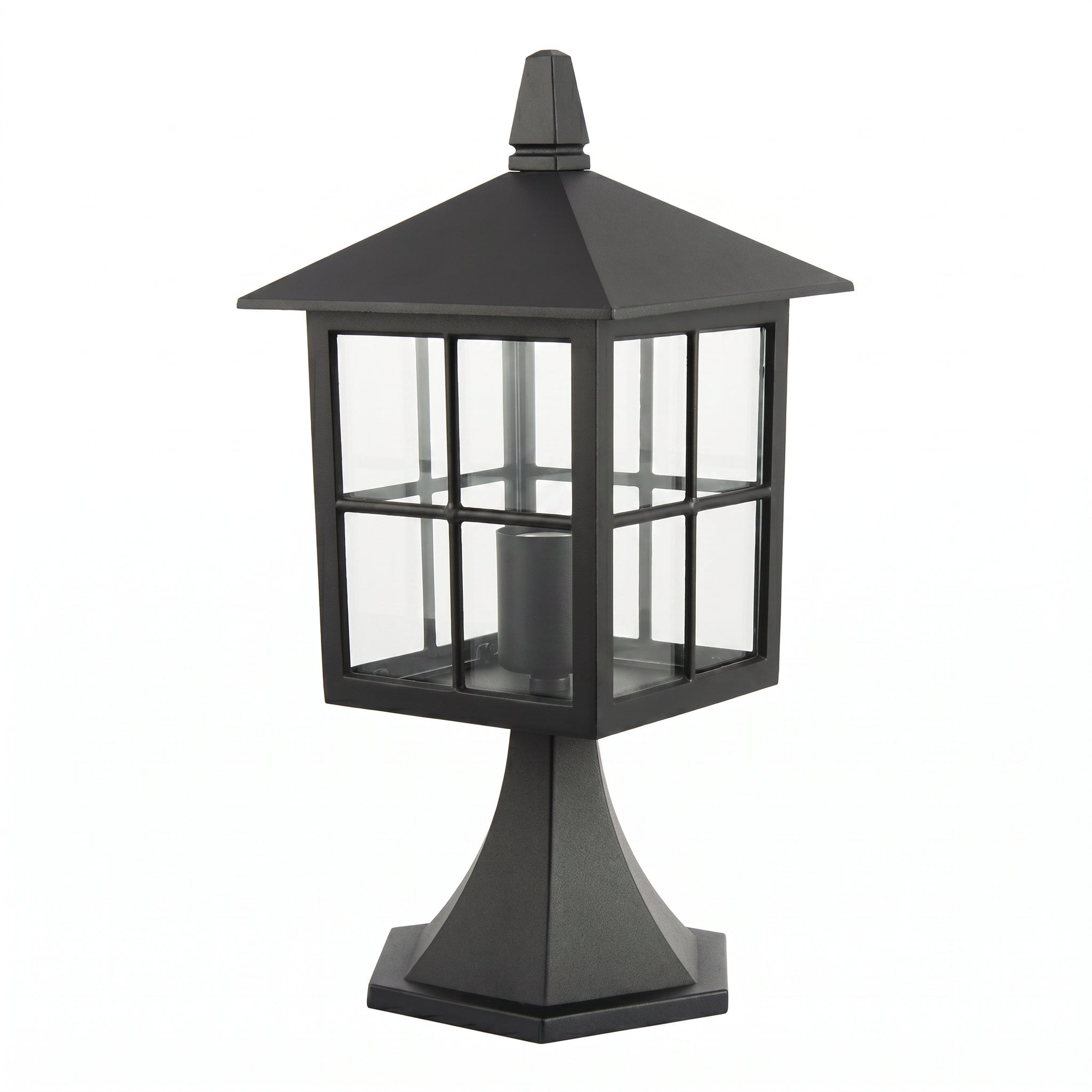 Classic Matte Black Die-Cast Aluminium Metal Exterior Lantern Bollard Fitting