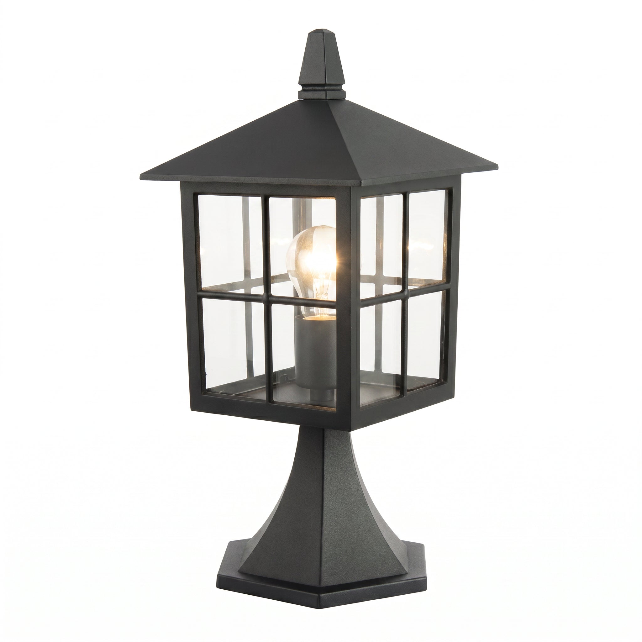 Classic Matte Black Die-Cast Aluminium Metal Exterior Lantern Bollard Fitting