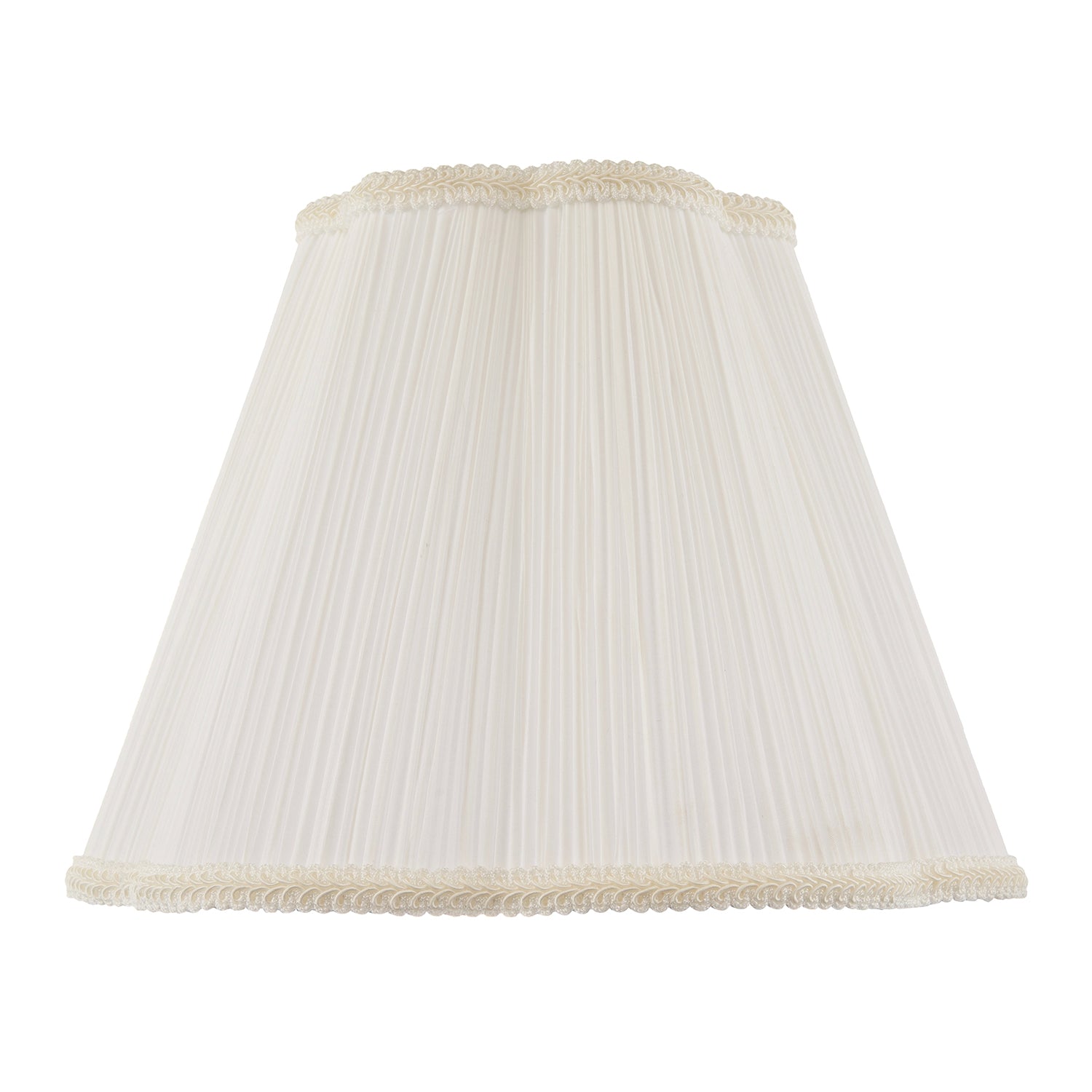 White Victorian Pleated Faux Silk Lamp Shade with Embroidered Trims Image 1