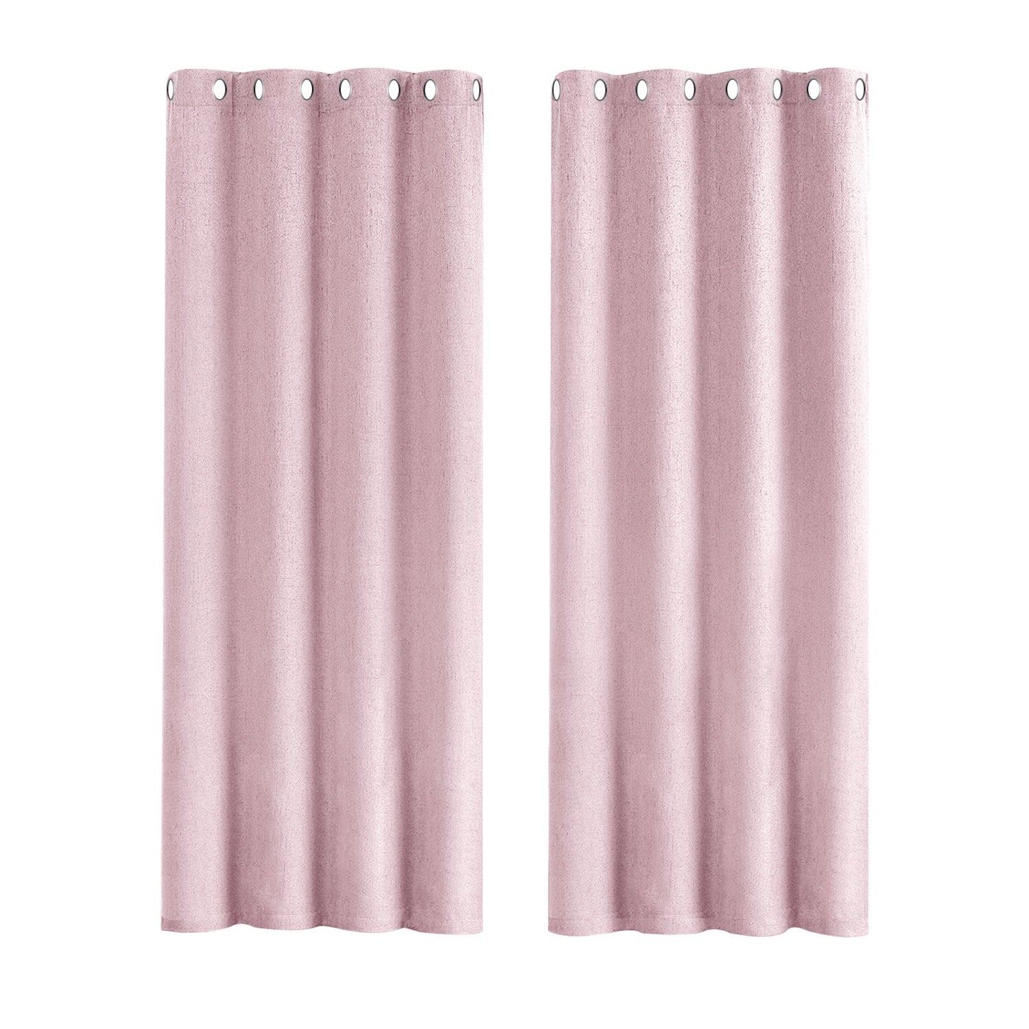 Soft Pink Lined Blackout Eyelet Curtains - 46 x 54 Inch Drop - 2 Panel Image 1