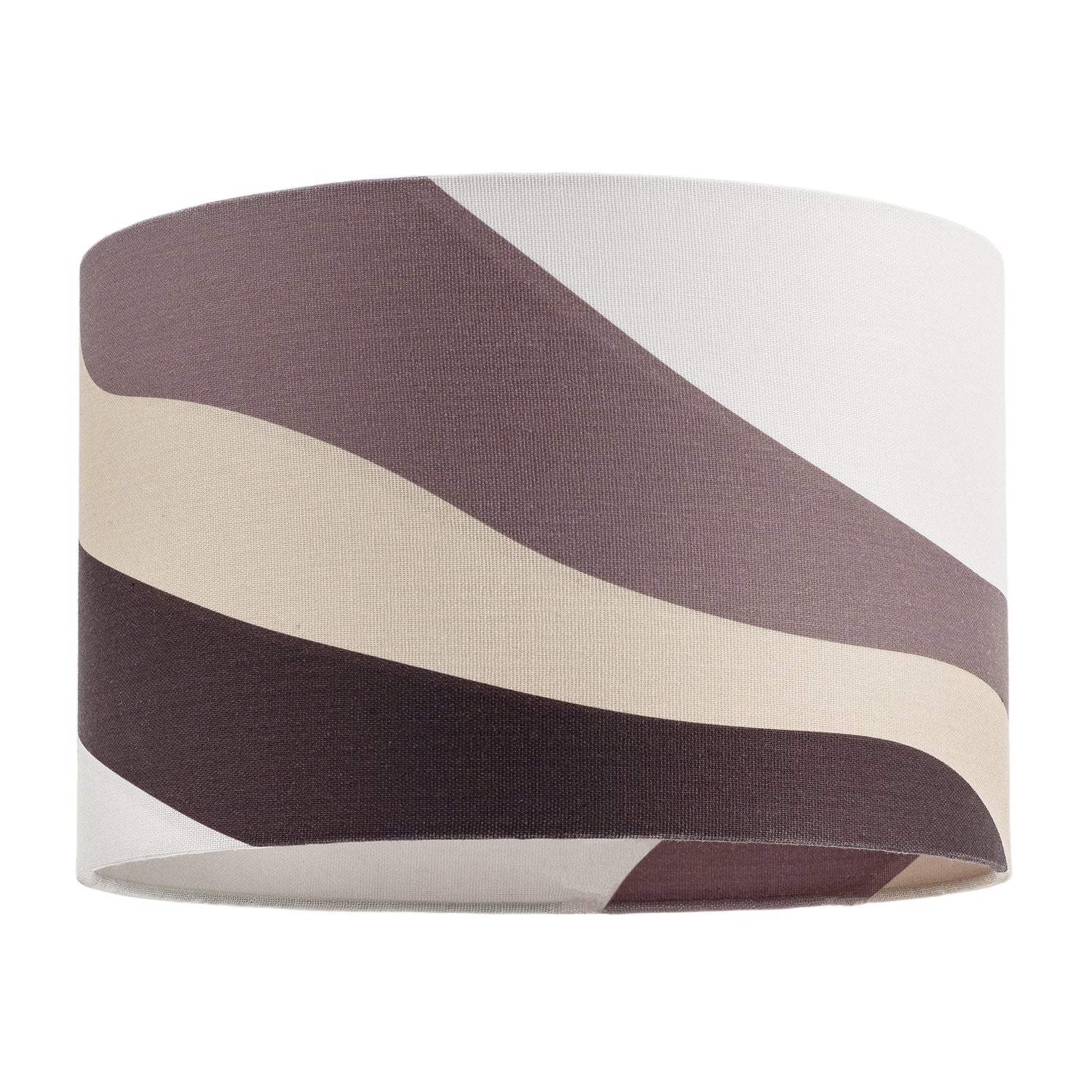 Taupe and Brown Linen Lamp Shade with Inner and Outer Wavy Design Image 1