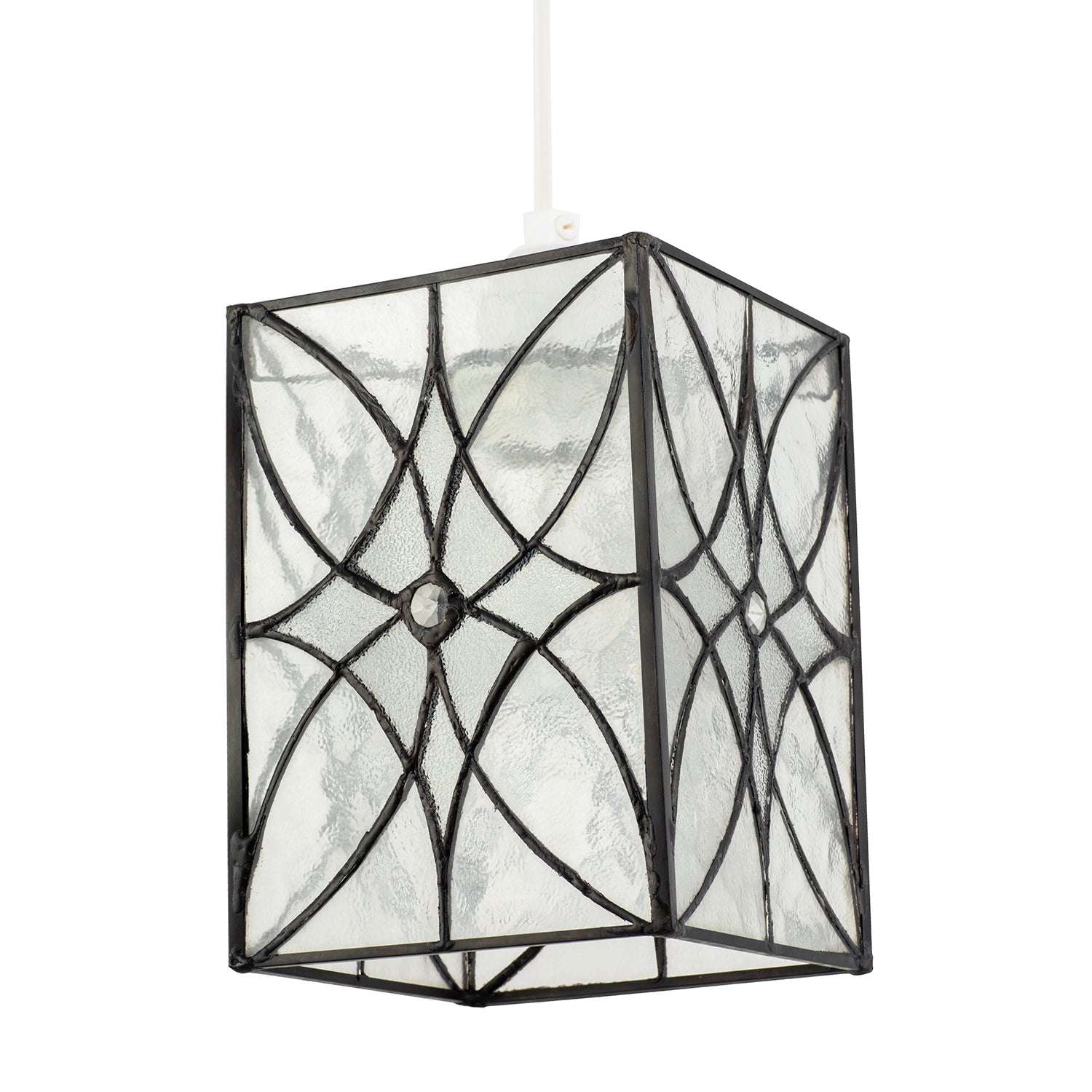 Cathedral Style Glass Pendant Light Shade with Textured Glass Panels Image 1