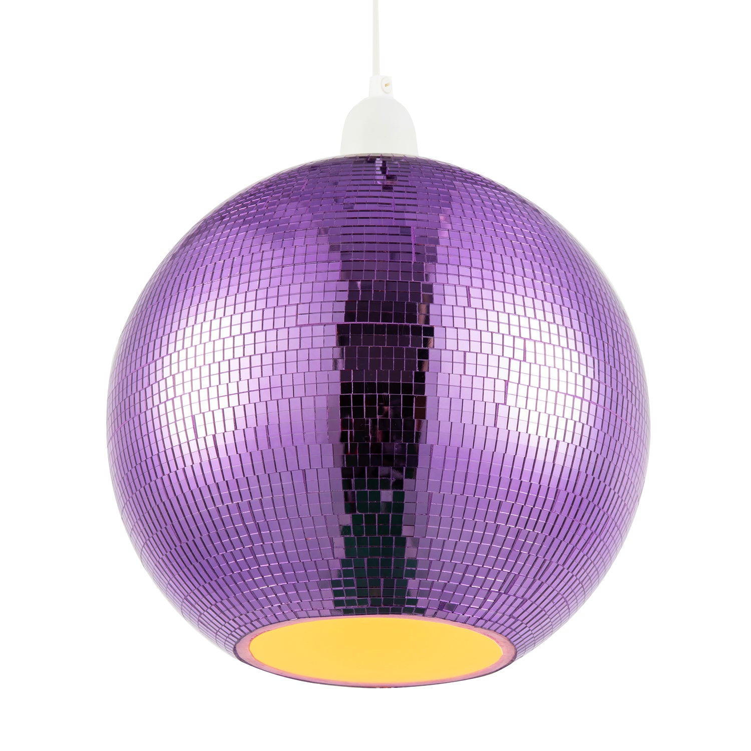 Shiny Disco Mosaic Ball in Vibrant Purple Mirrored Tiled Retro Style Image 2