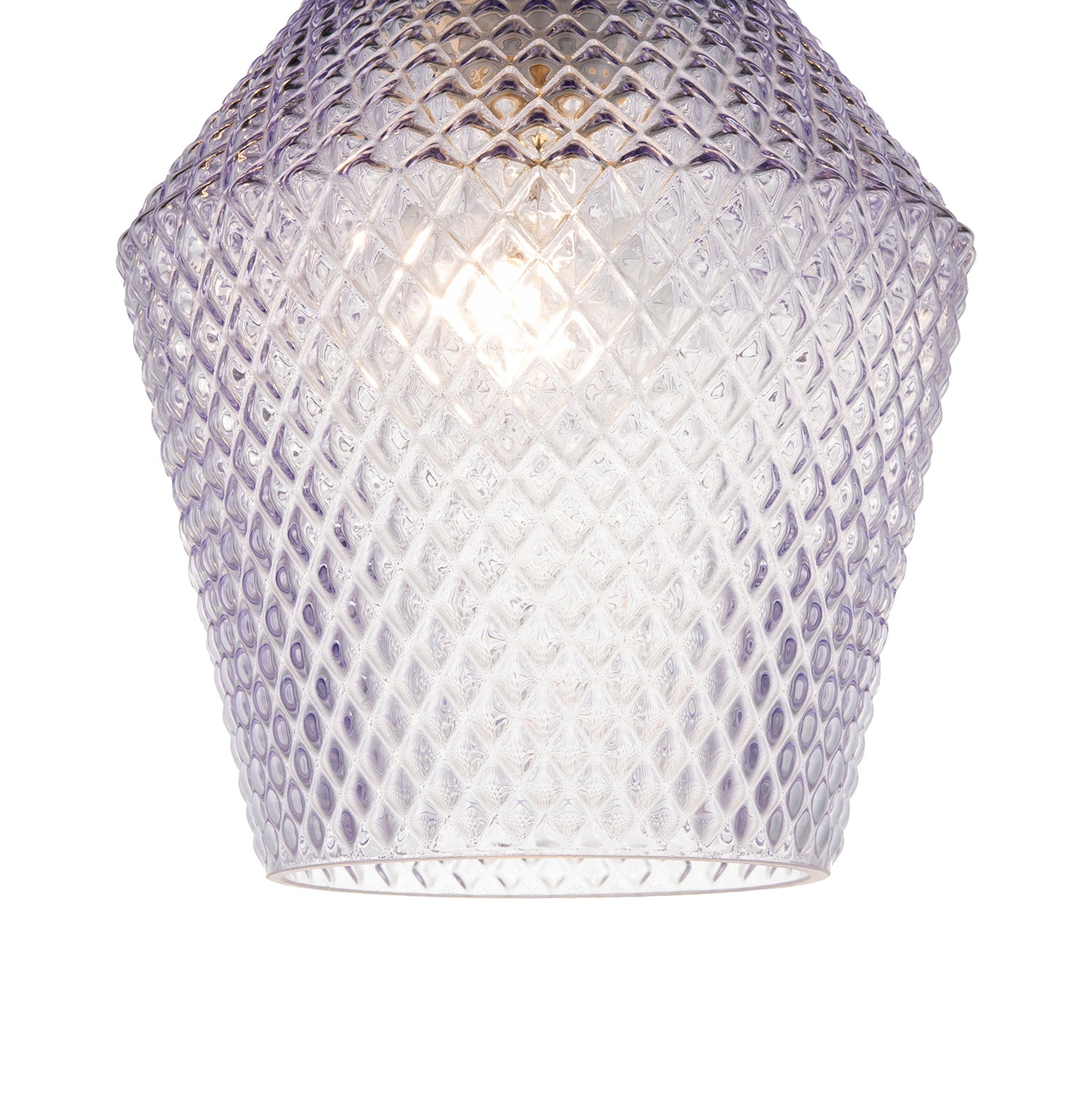 Modern and Compact Diamond Design Purple Lilac Glass Pendant Shade Image 2