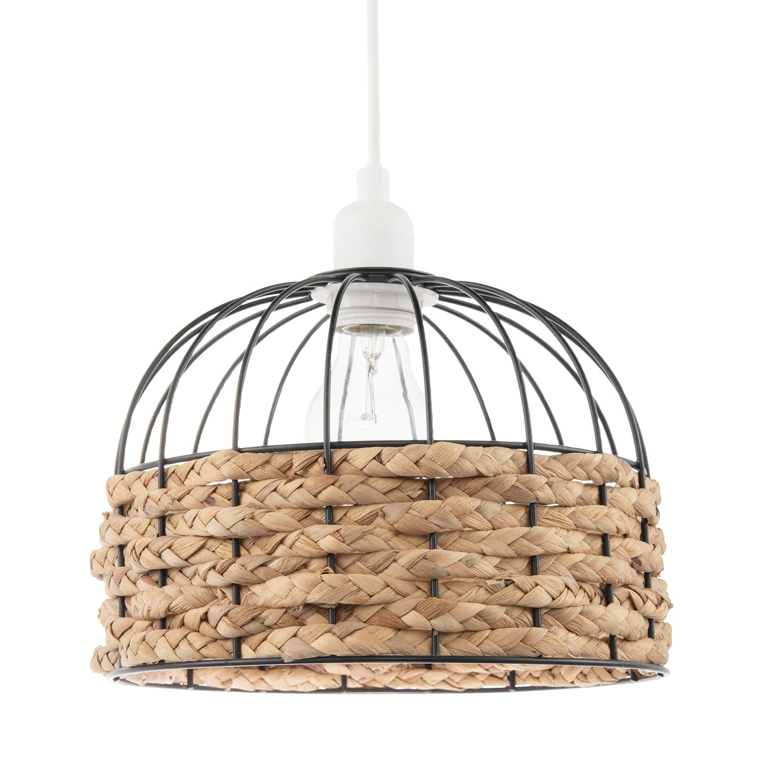 Traditional Birds Cage Black Easy Fit Pendant Shade with Paper Rope Image 2