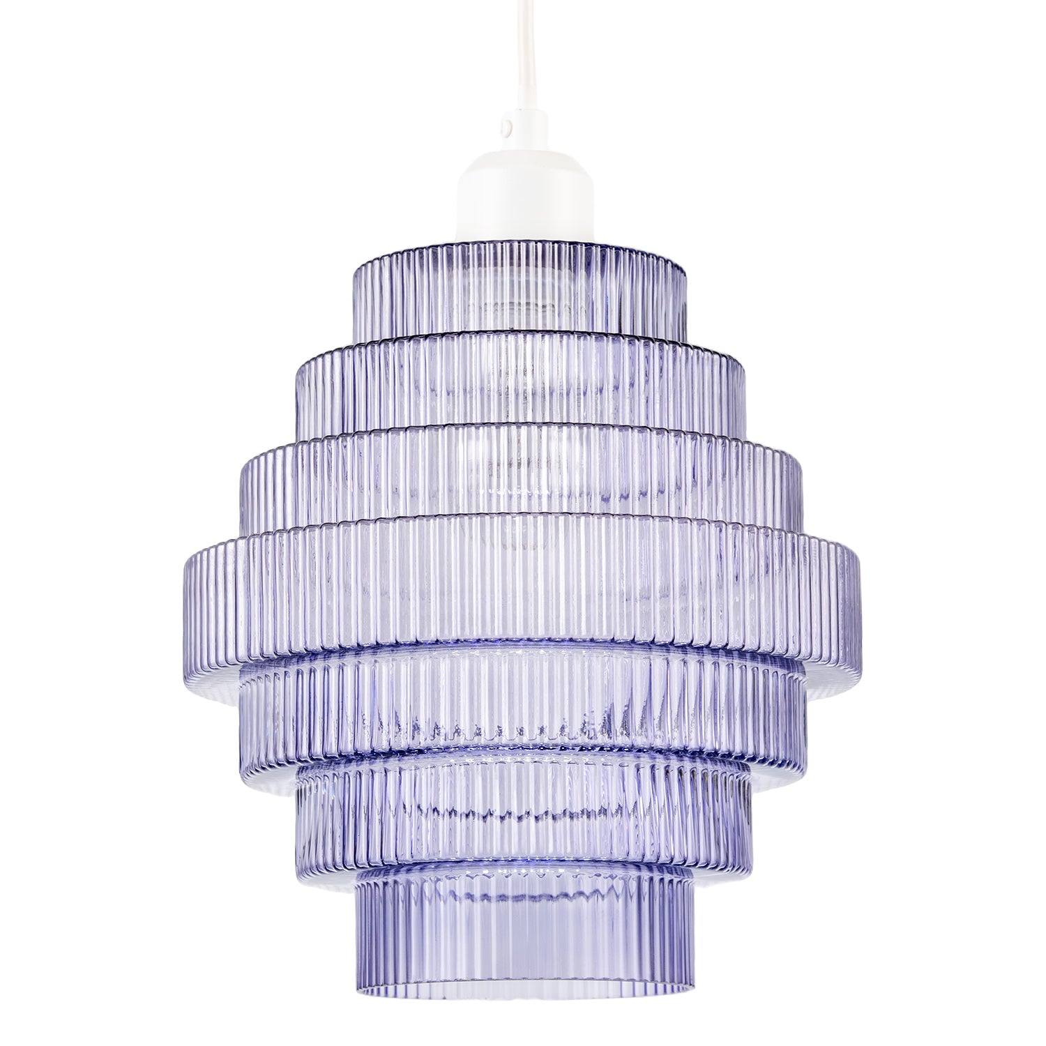 Tiered Stepped Design Smoked Lavender Glass Pendant Ceiling Lamp Shade Image 1