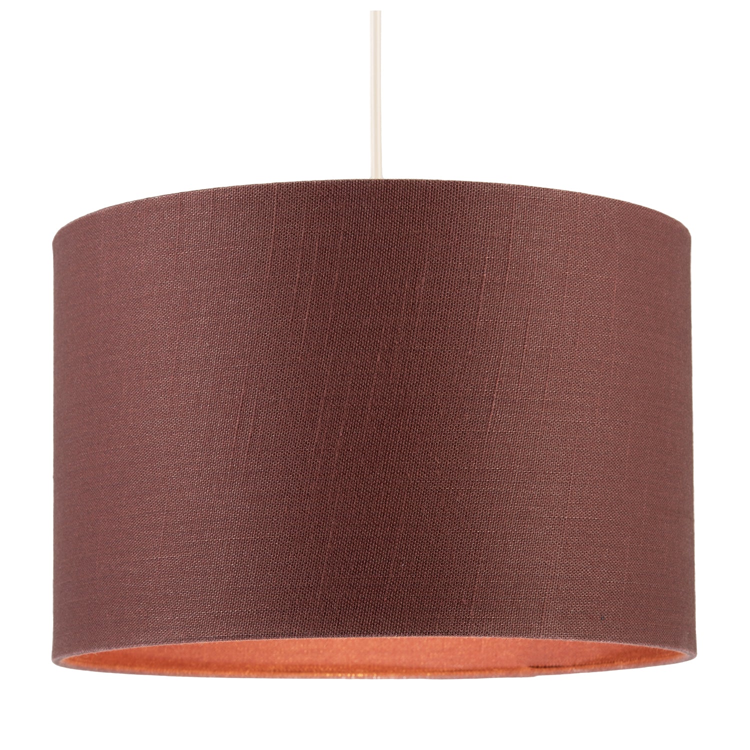 Modern Cinnamon Reddish Brown Textured Linen Fabric Circular Lampshade Image 2