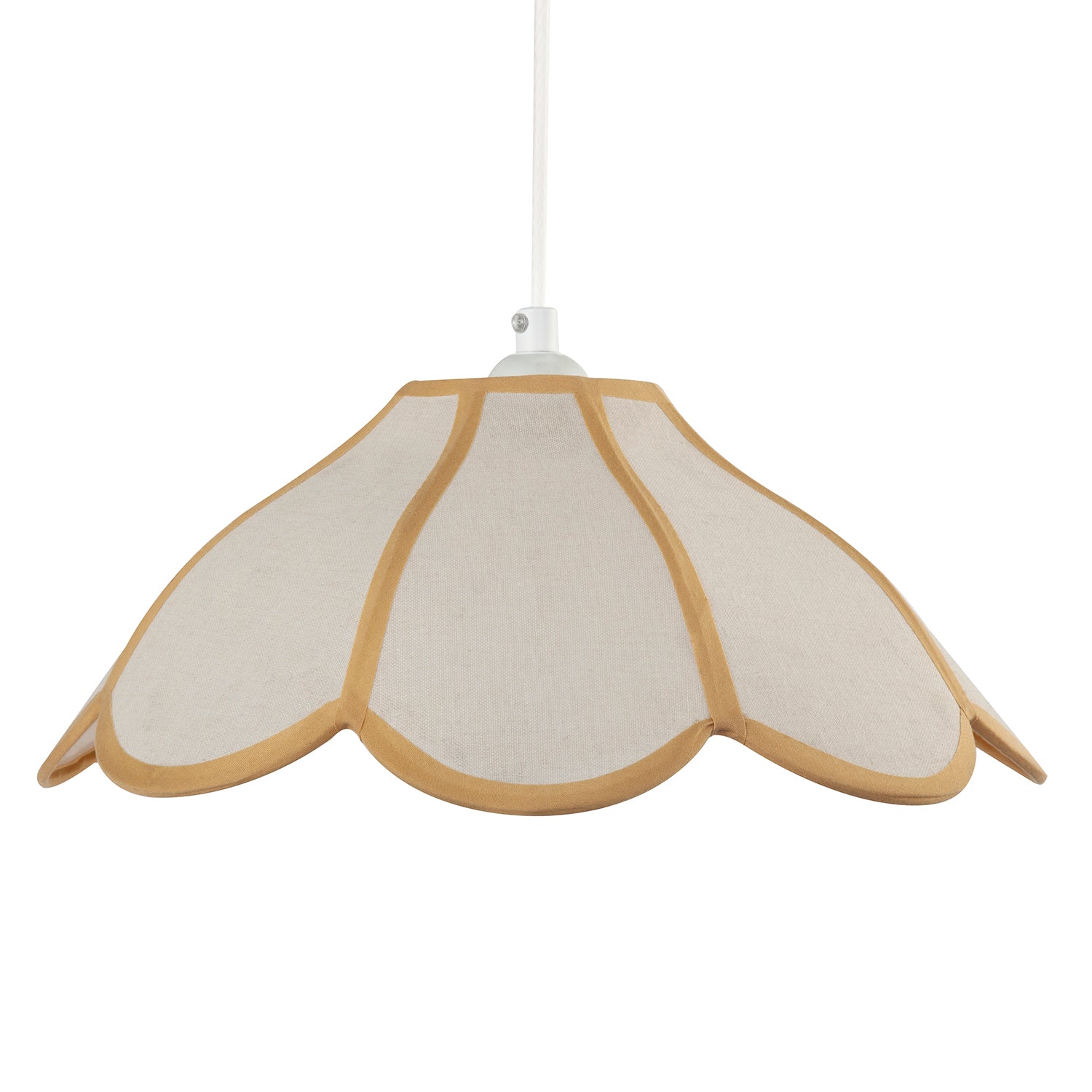 Classic Natural Linen Pendant Ceiling Shade with Taupe Cotton Trim Image 2