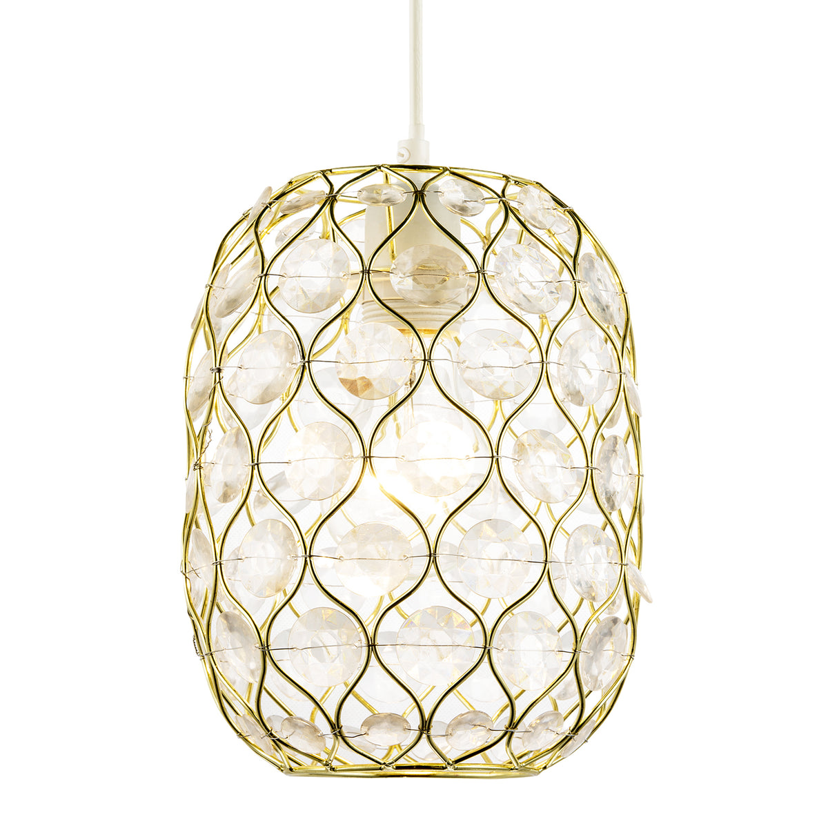 Glamorous Gold Plated Pendant Shade with Clear Faceted Acrylic Discs Image 2