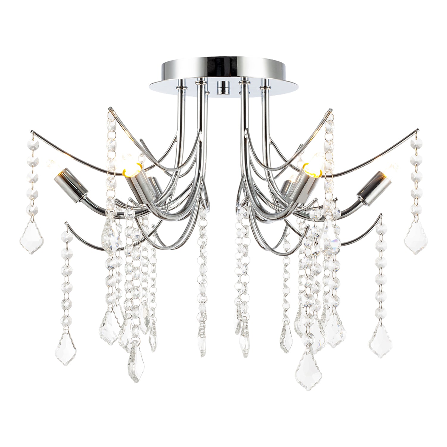 Elegant Semi Flush Chandelier Ceiling Light Fitting in Polished Chrome Image 2