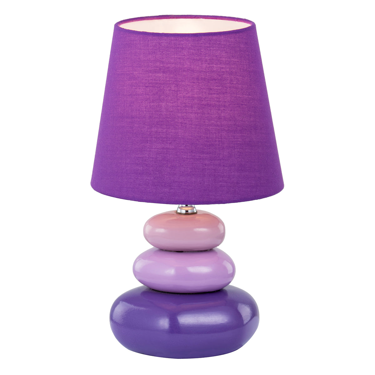 Chic Ceramic Pebble Table Lamp with Lilac Purple and Lavender Colours Image 2