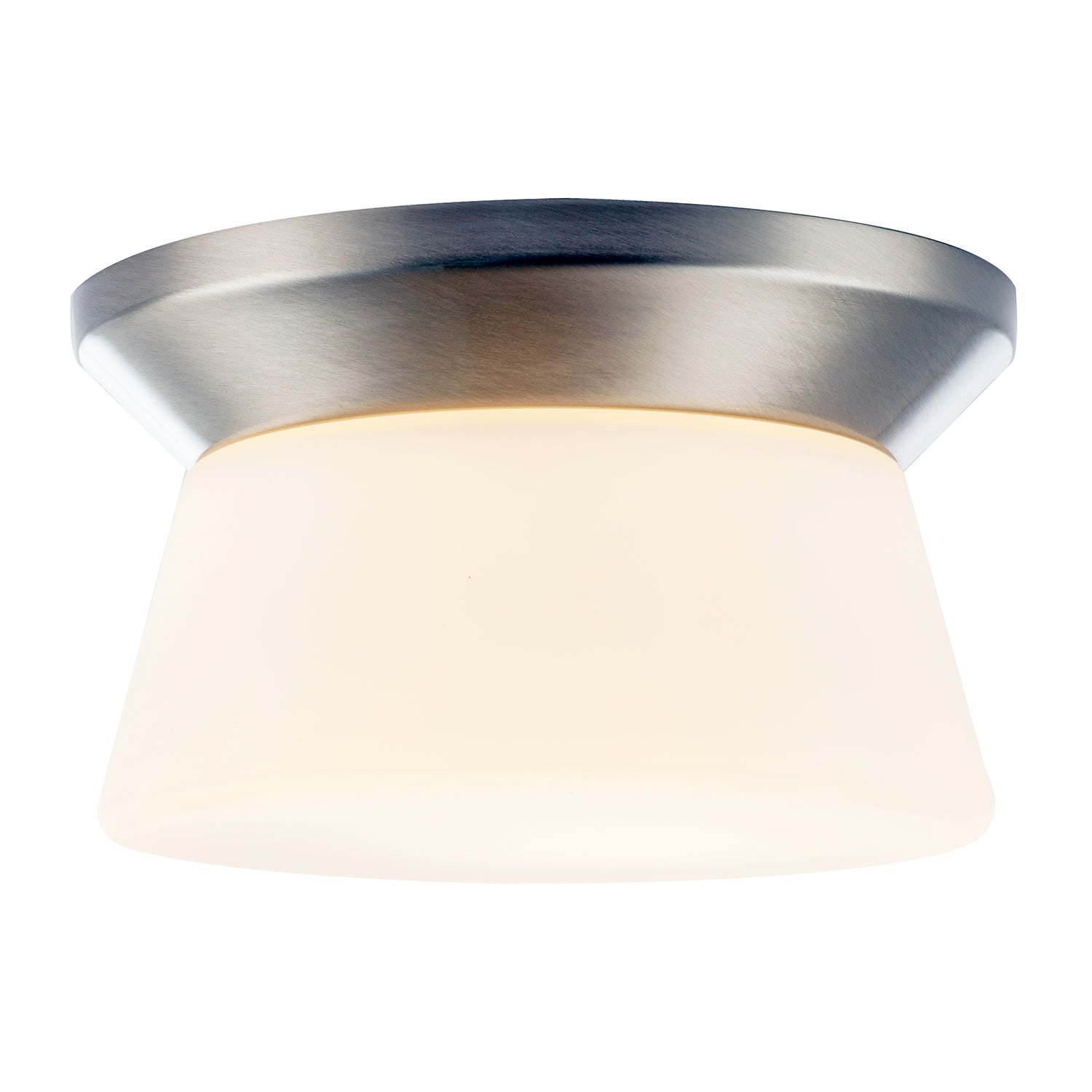 Modern Satin Nickel LED Bathroom Ceiling Light with Opal White Glass Image 2