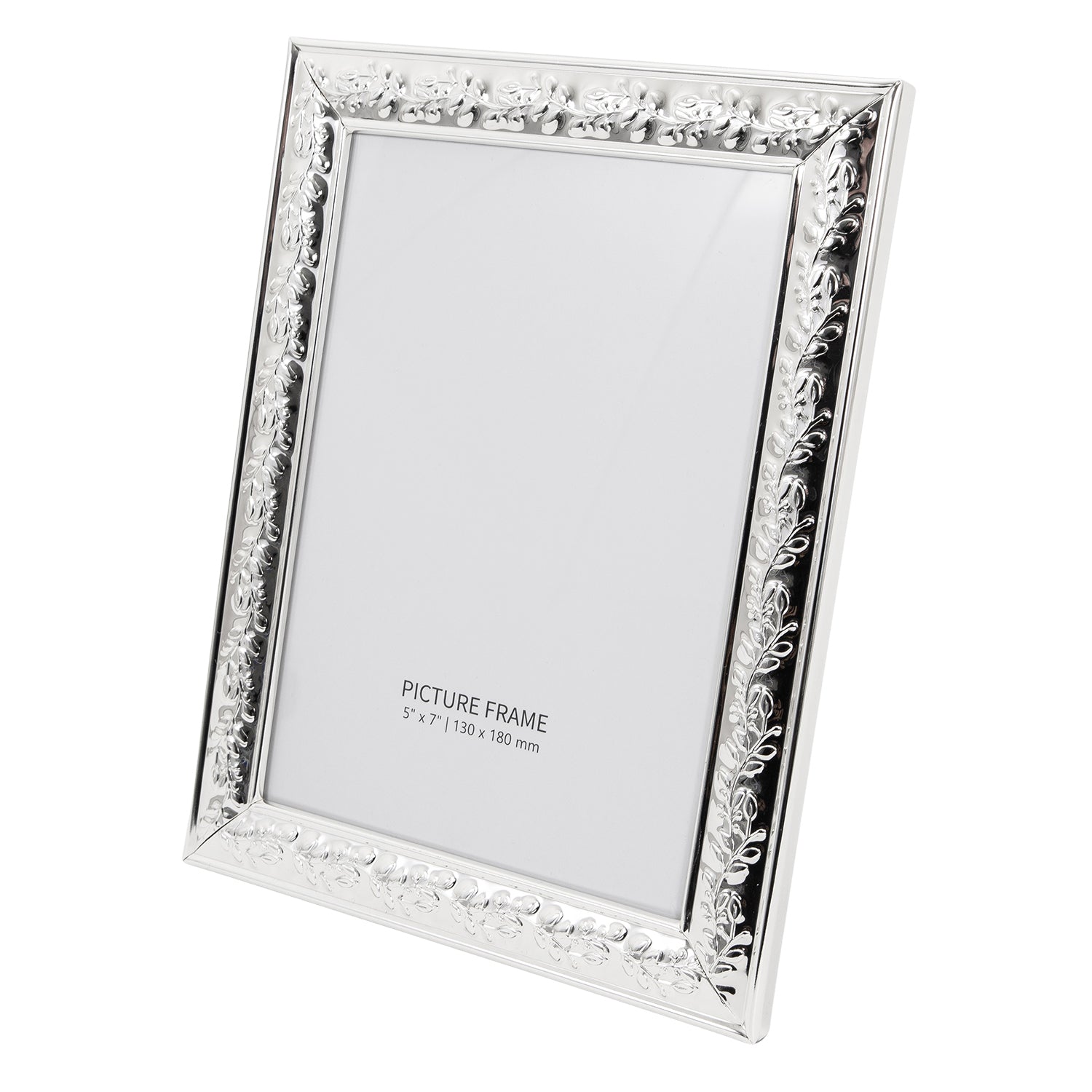 Classic Rectangular Silver Plated Metal 5" x 7" Picture Frame with Floral Border Image 3