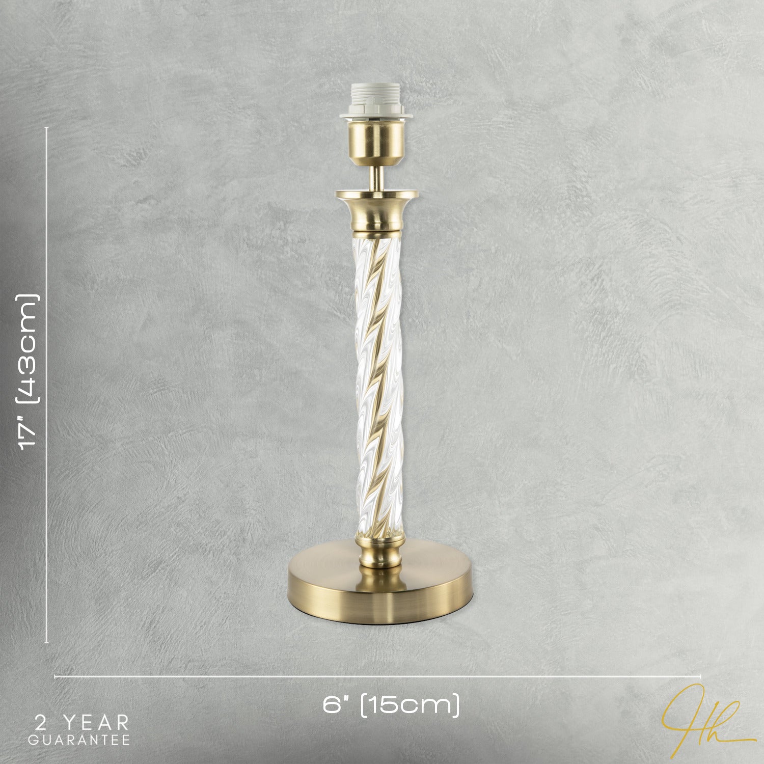 Satin Gold Table Lamp Base with Twisting Clear Glass Designer Feature Image 7
