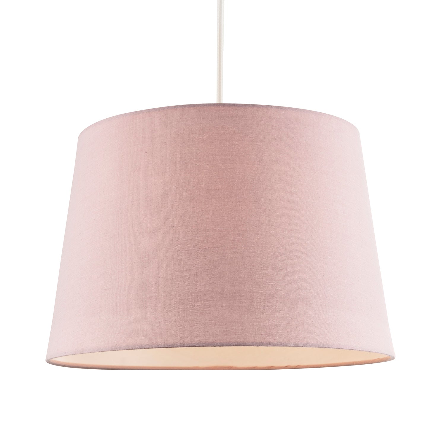 Blush Pink Cotton Fabric 12inch Drum Lampshade with White Cotton Inner Image 2