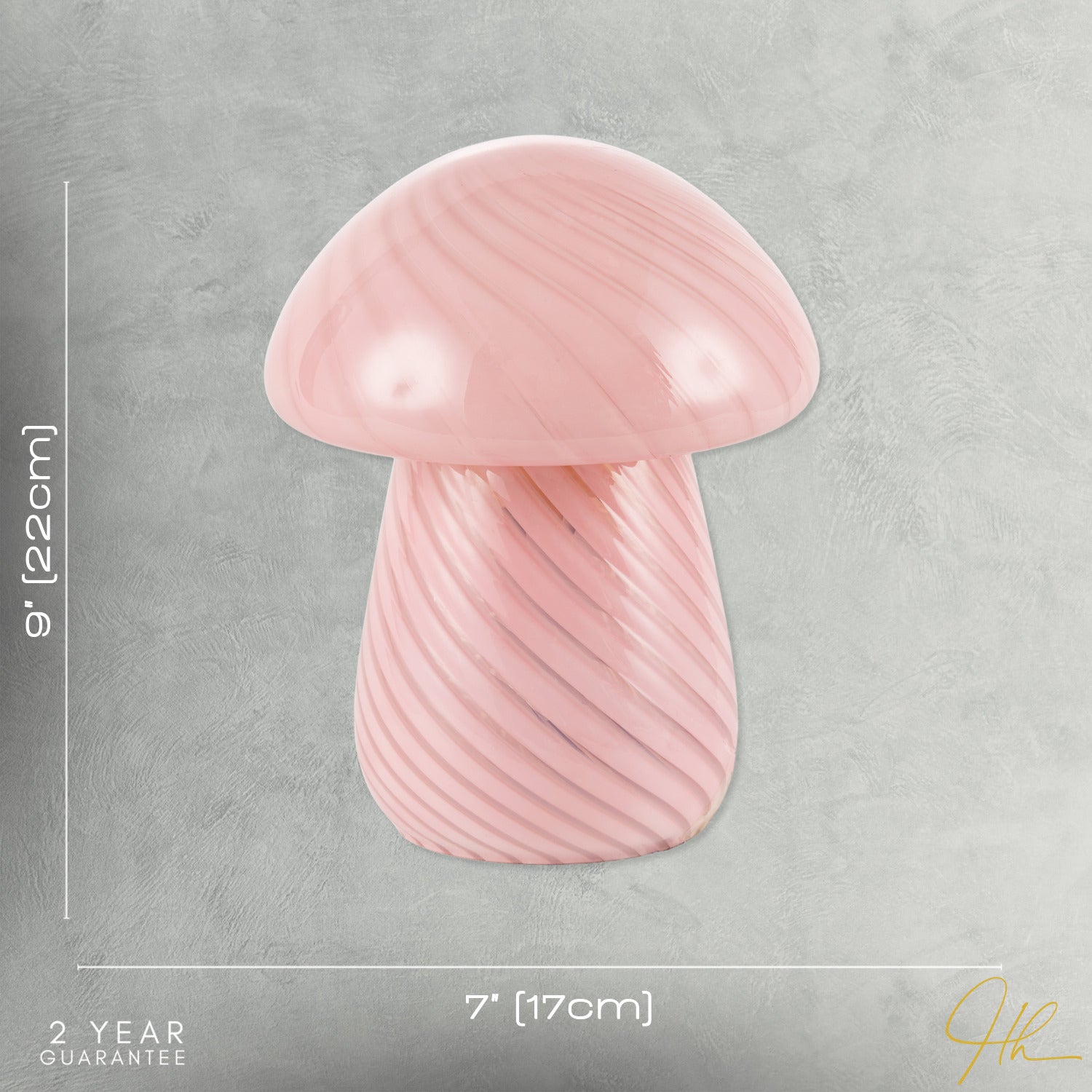Contemporary Mushroom Glass Table Lamp with Pink Stripe Effect Pattern Image 7