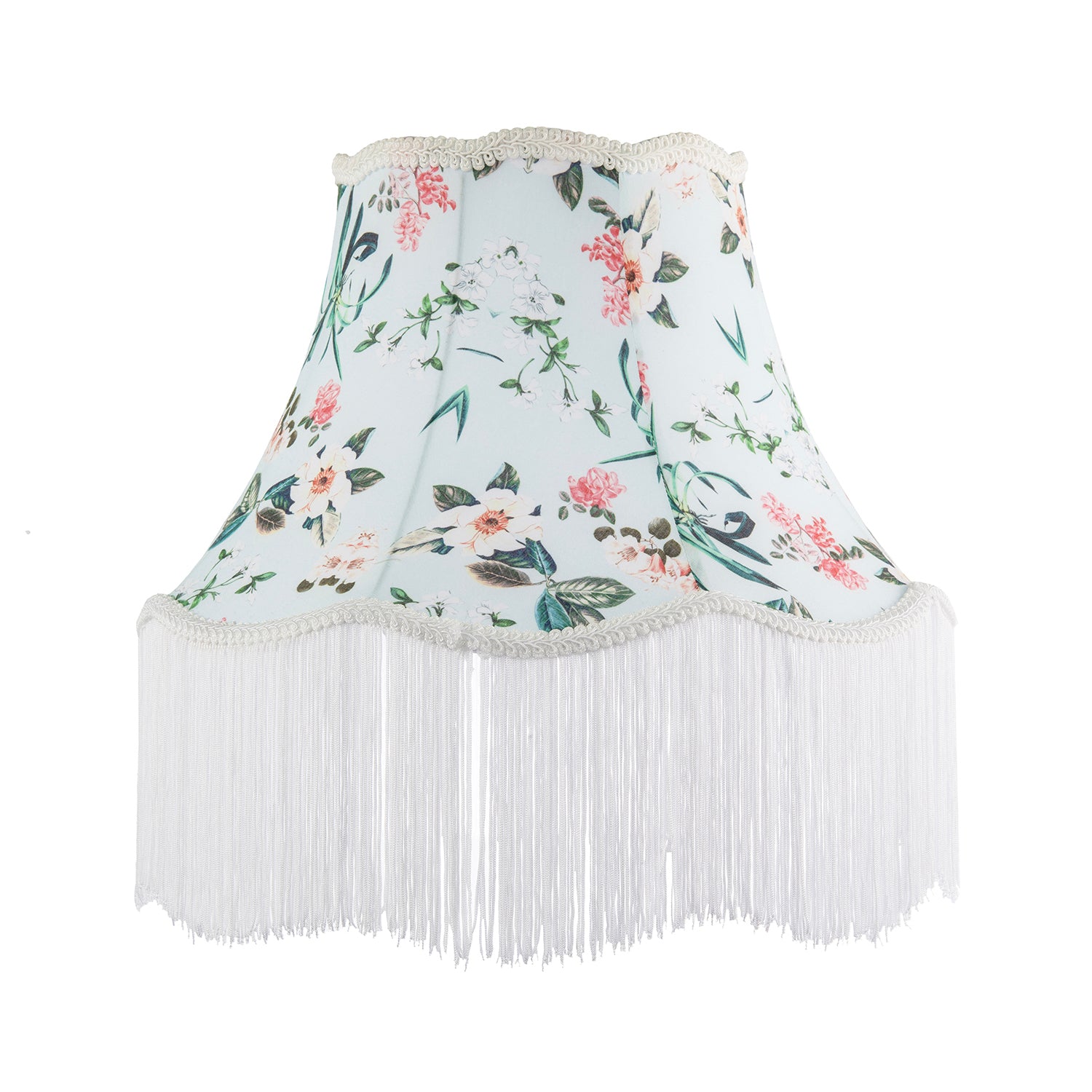 Victorian Styled Vintage Lamp Shade with Green and Blue Floral Decor Image 1