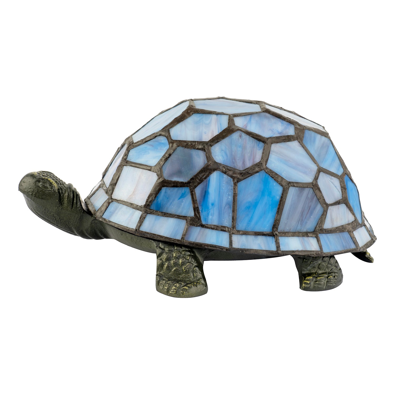 Quirky Purple and Blue Tone Stained Glass Tiffany Tortoise Table Lamp Image 2