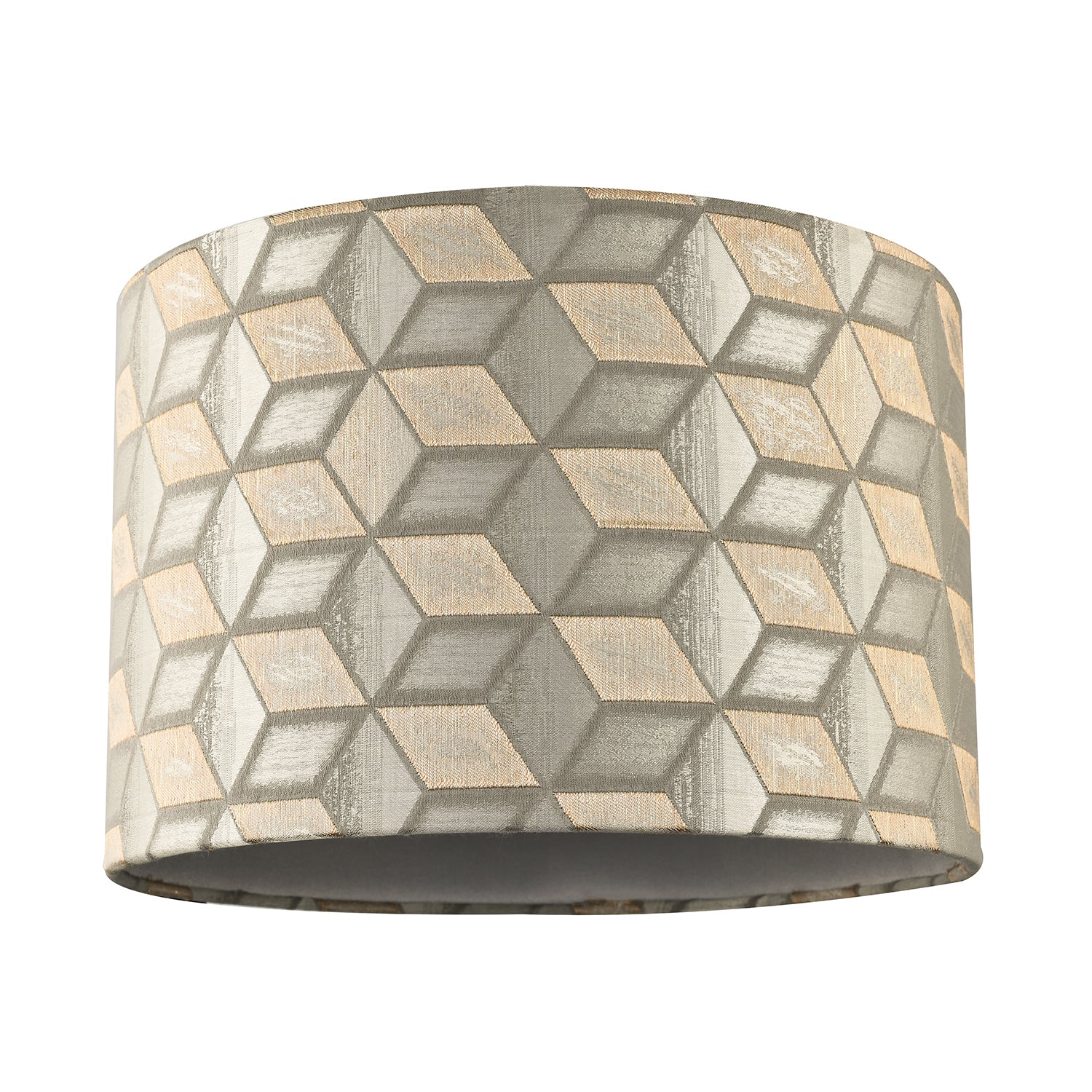 Contemporary Jacquard Drum Lamp Shade with Gold and Silver Diamonds Image 1