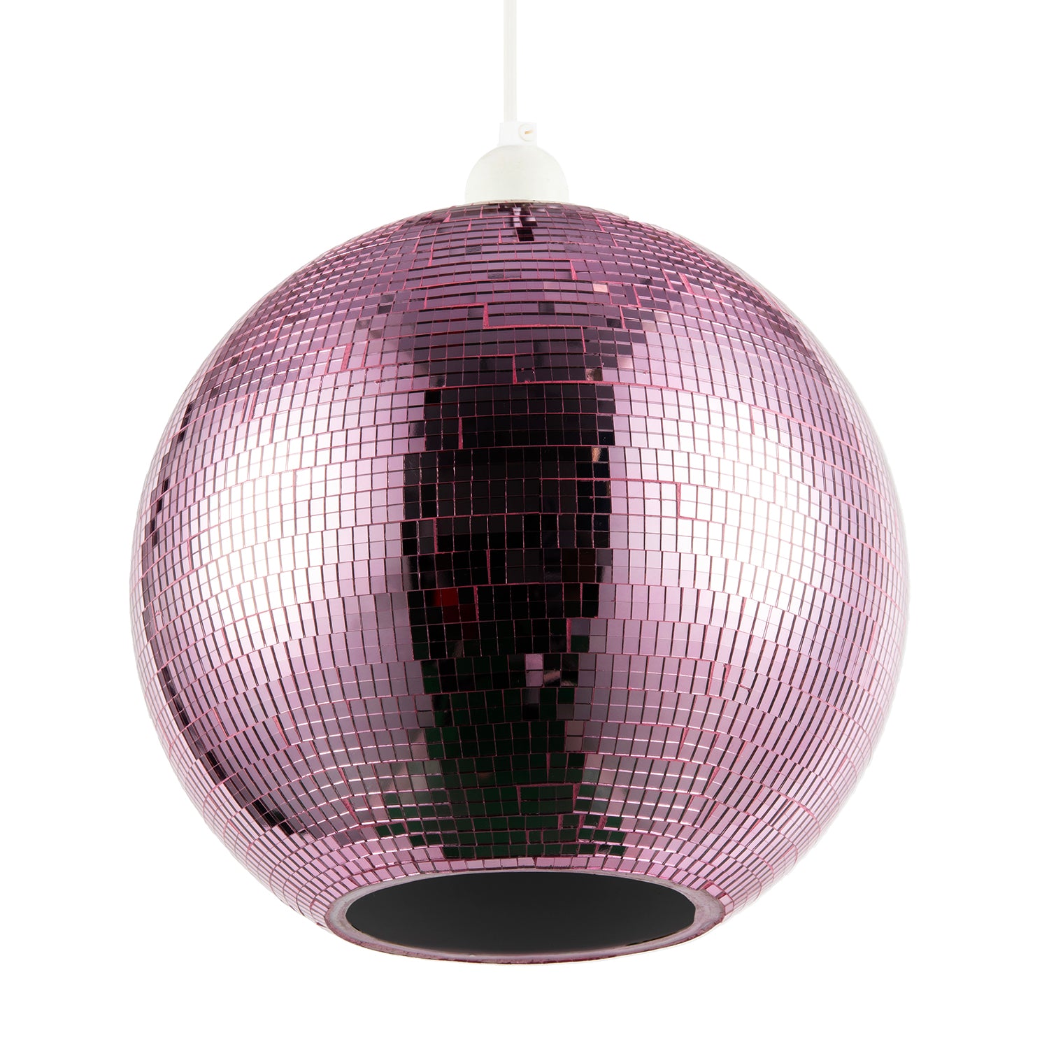 Shiny Disco Mosaic Ball in Vibrant Pink Mirrored Tiled Retro Style Image 1