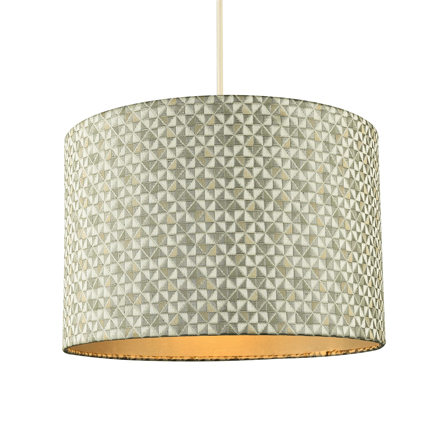 Modern Silver and Gold Cotton Lamp Shade with Squares and Diamonds Image 2