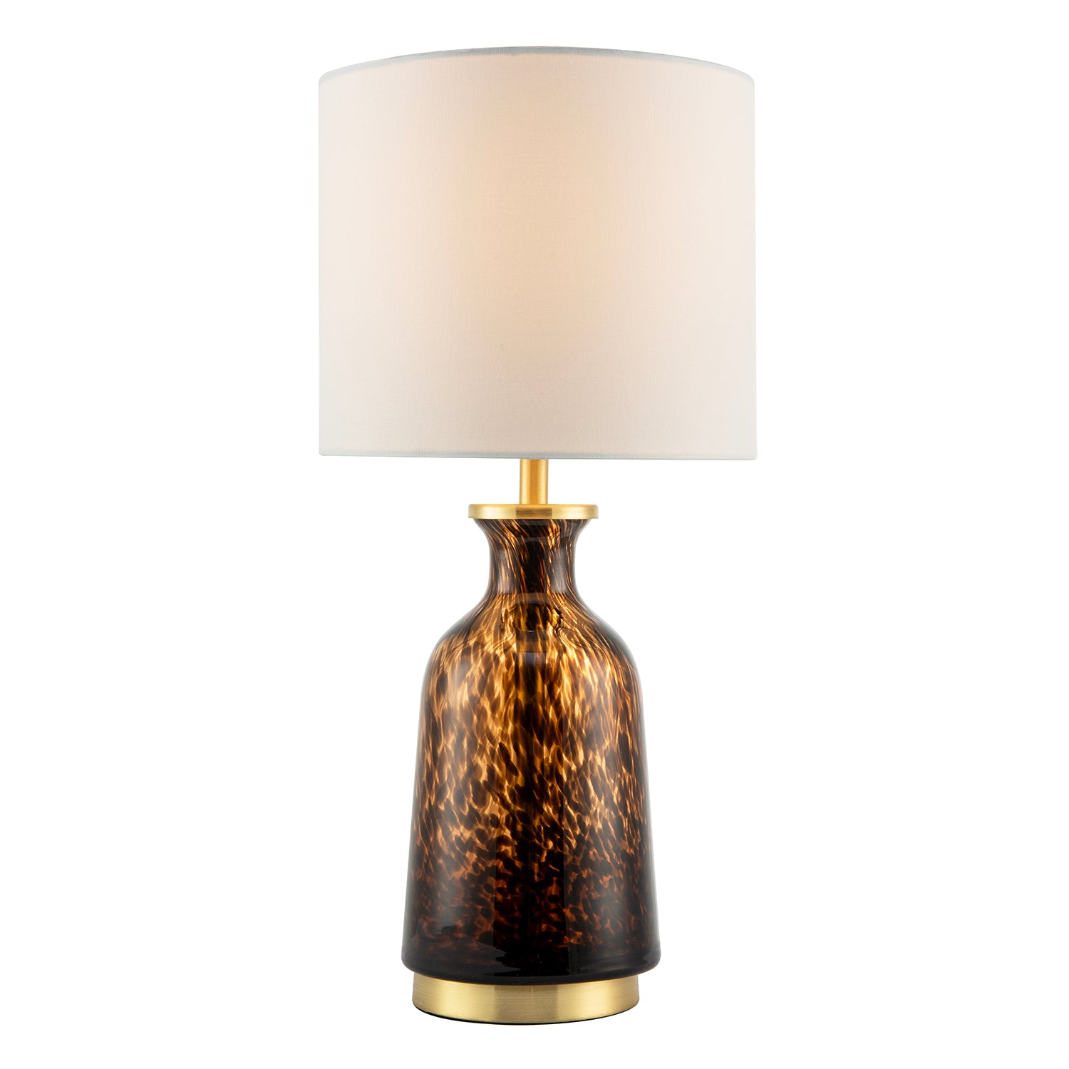Modern Amber and Black Snowflake Speckle Glass Table Lamp with Shade Image 2