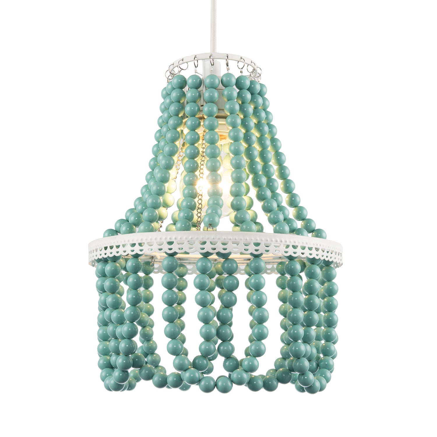 Shabby Chic Ornate Chandelier Pendant Shade with Round Duck Egg Pearls Image 2