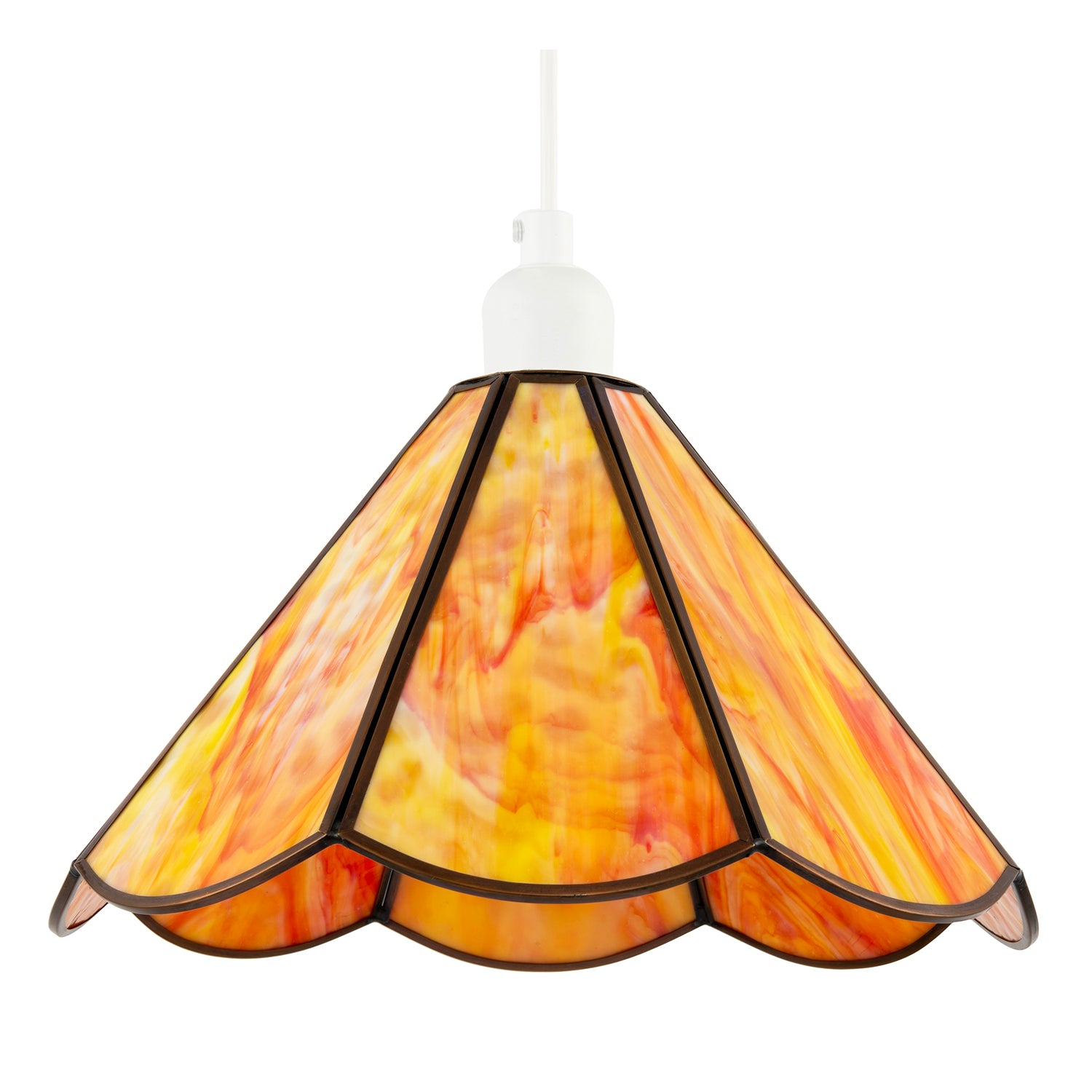Classic Orange and Amber Tiffany Glass Easy Fit Pendant Lighting Shade Image 1