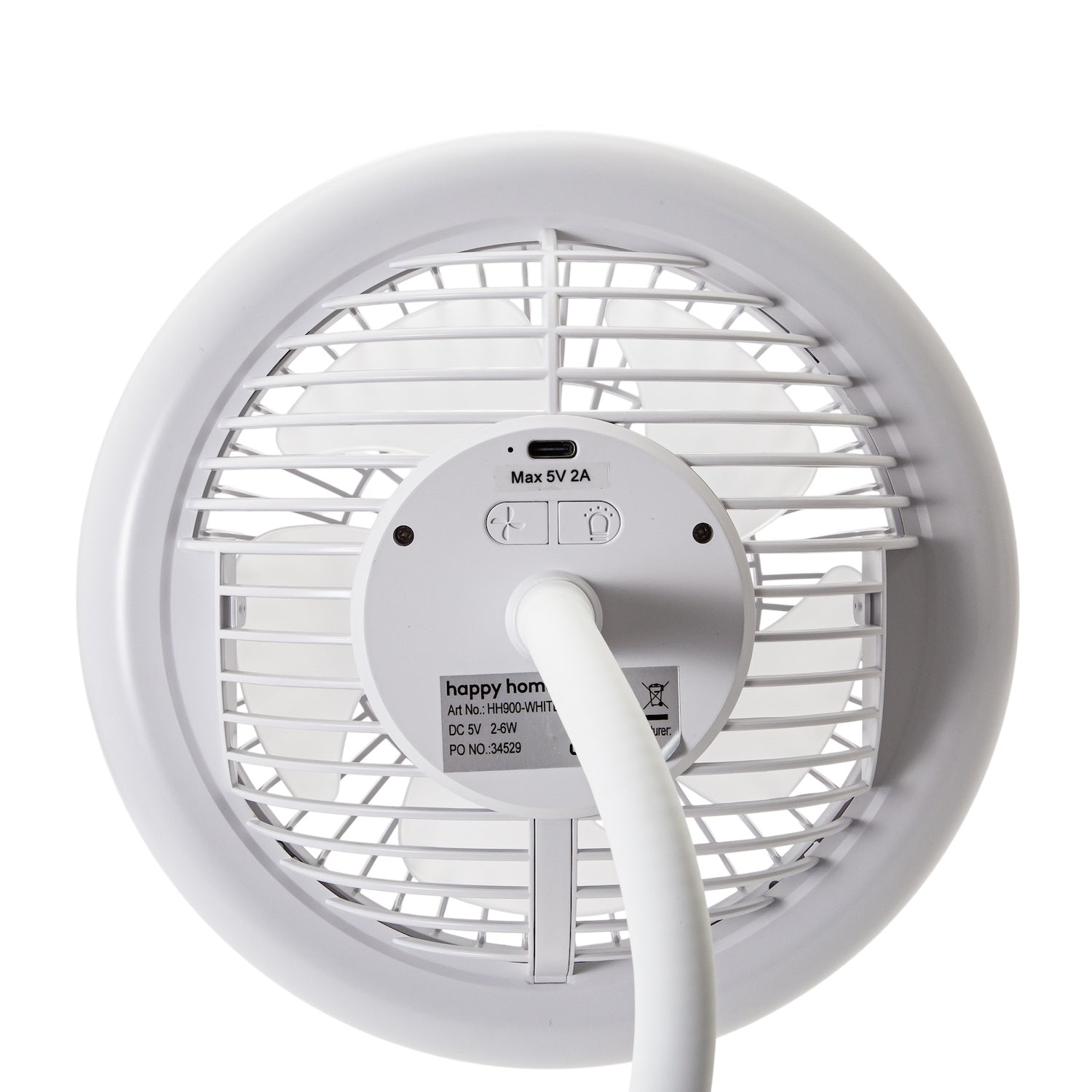 White Rechargeable 3 Speed Clip-On Fan with LED Dimmable Ring Light Image 4