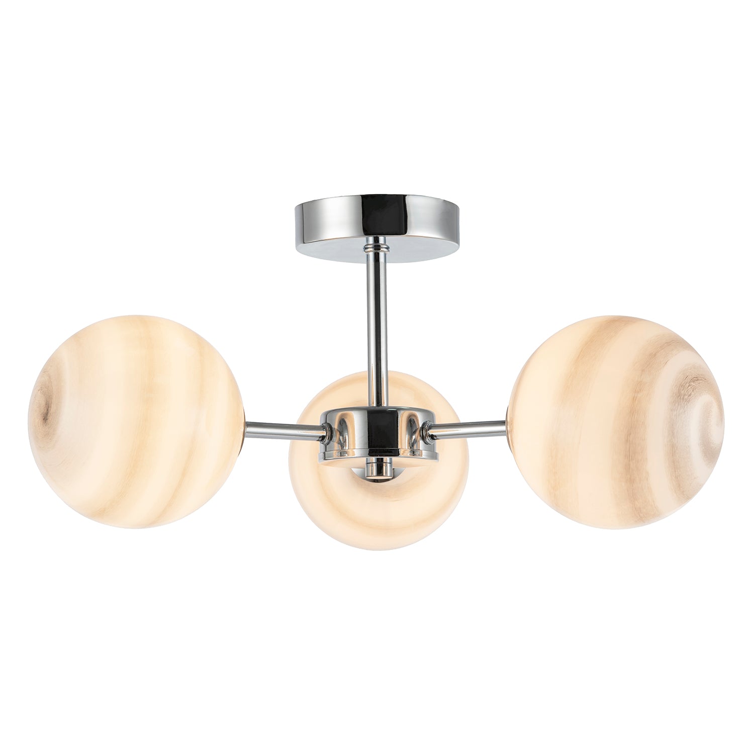 Designer Polished Chrome Ceiling Light with Grey Marble Glass Shades Image 2