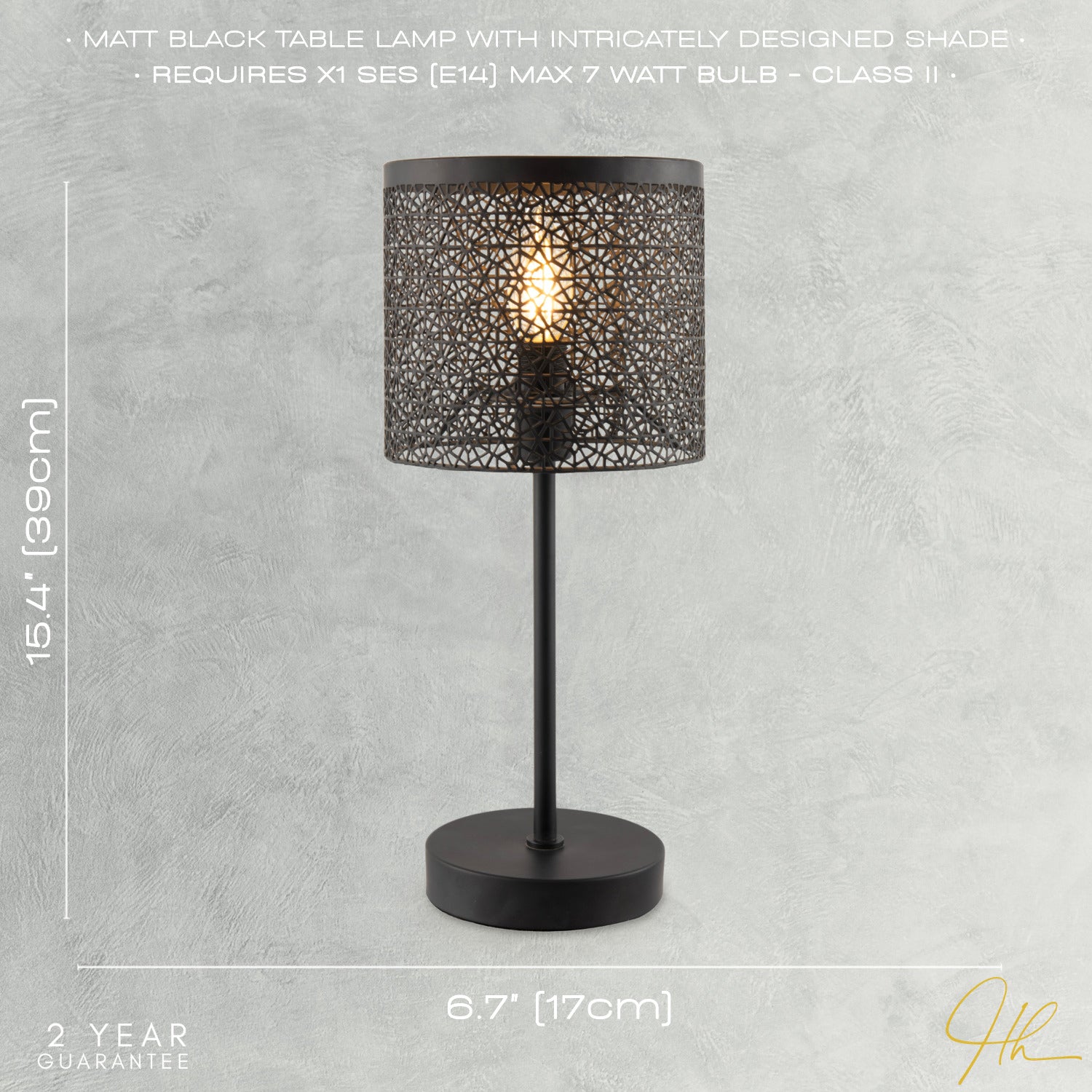 Classic Chic Moroccan Themed Matte Black Table Lamp with Inline Switch Image 6