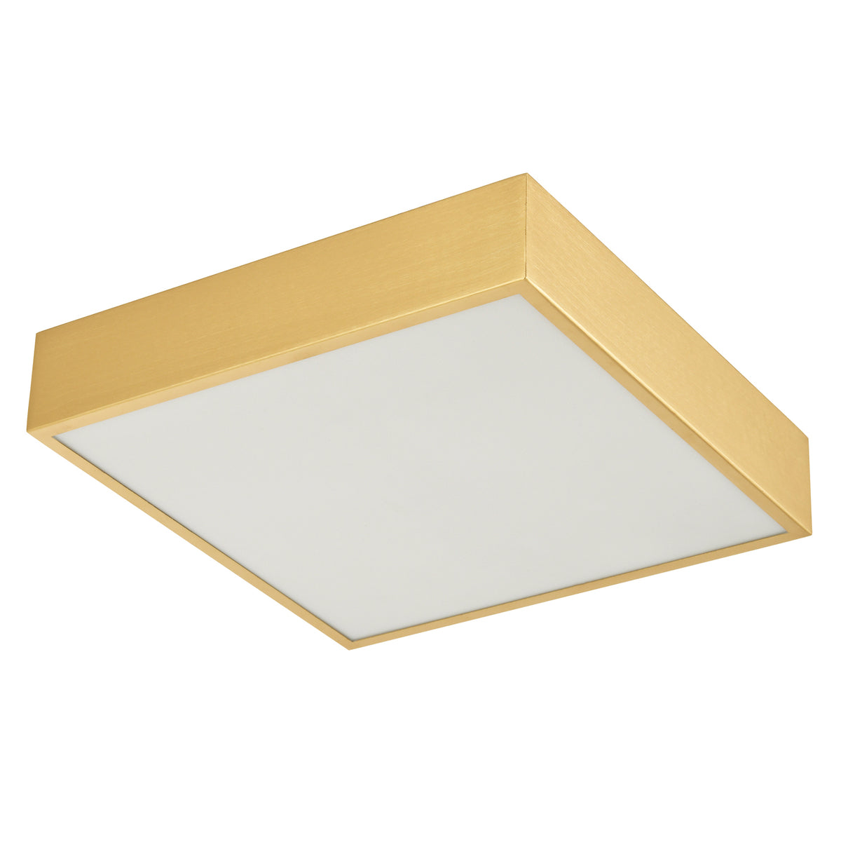 Modern 25w LED Flush Square Ceiling Light in Brushed Gold with Opal Diffuser Image 2