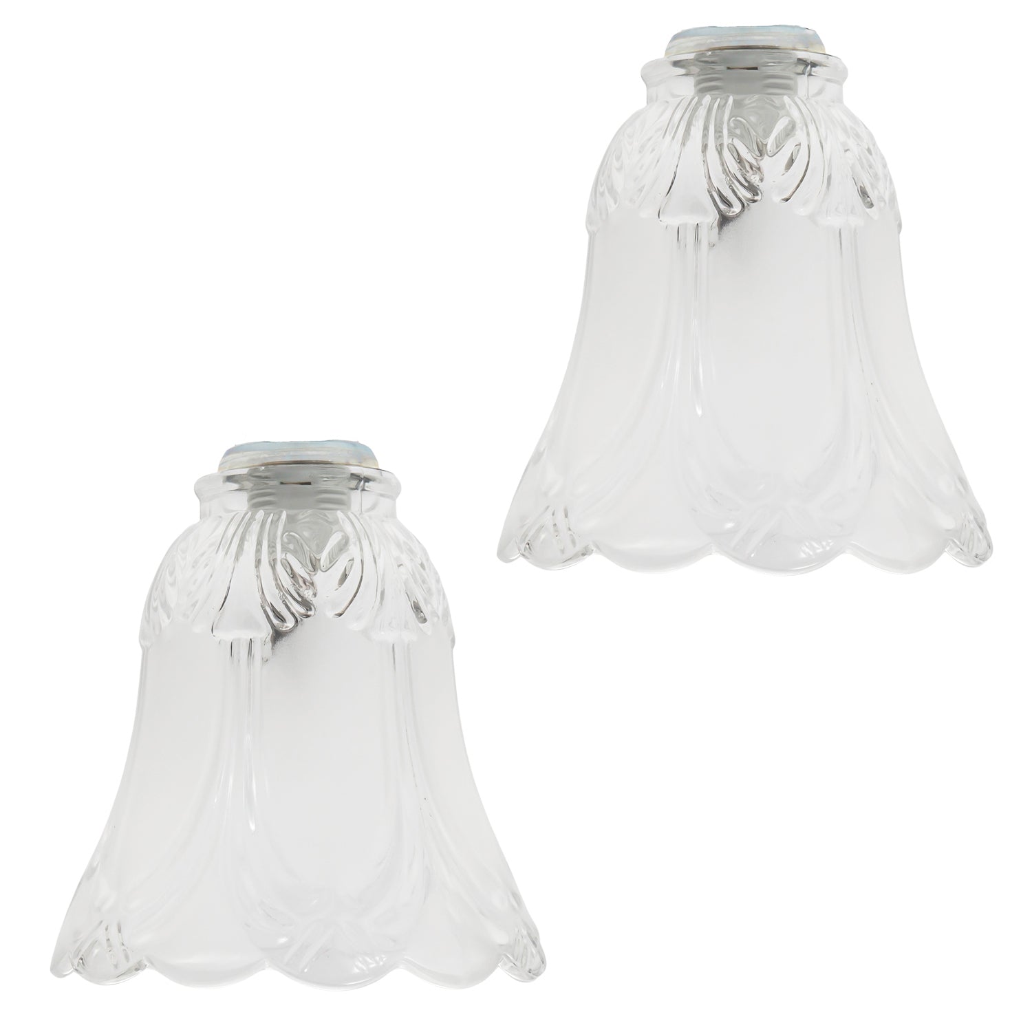 Pair of Frosted and Clear Glass Shades with Floral Design for E14 and E27 Image 1
