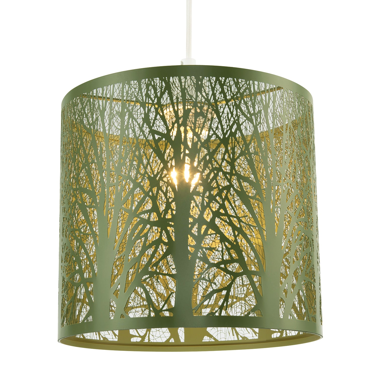 Unique and Beautiful Olive Green Metal Forest Design Pendant Shade Image 2